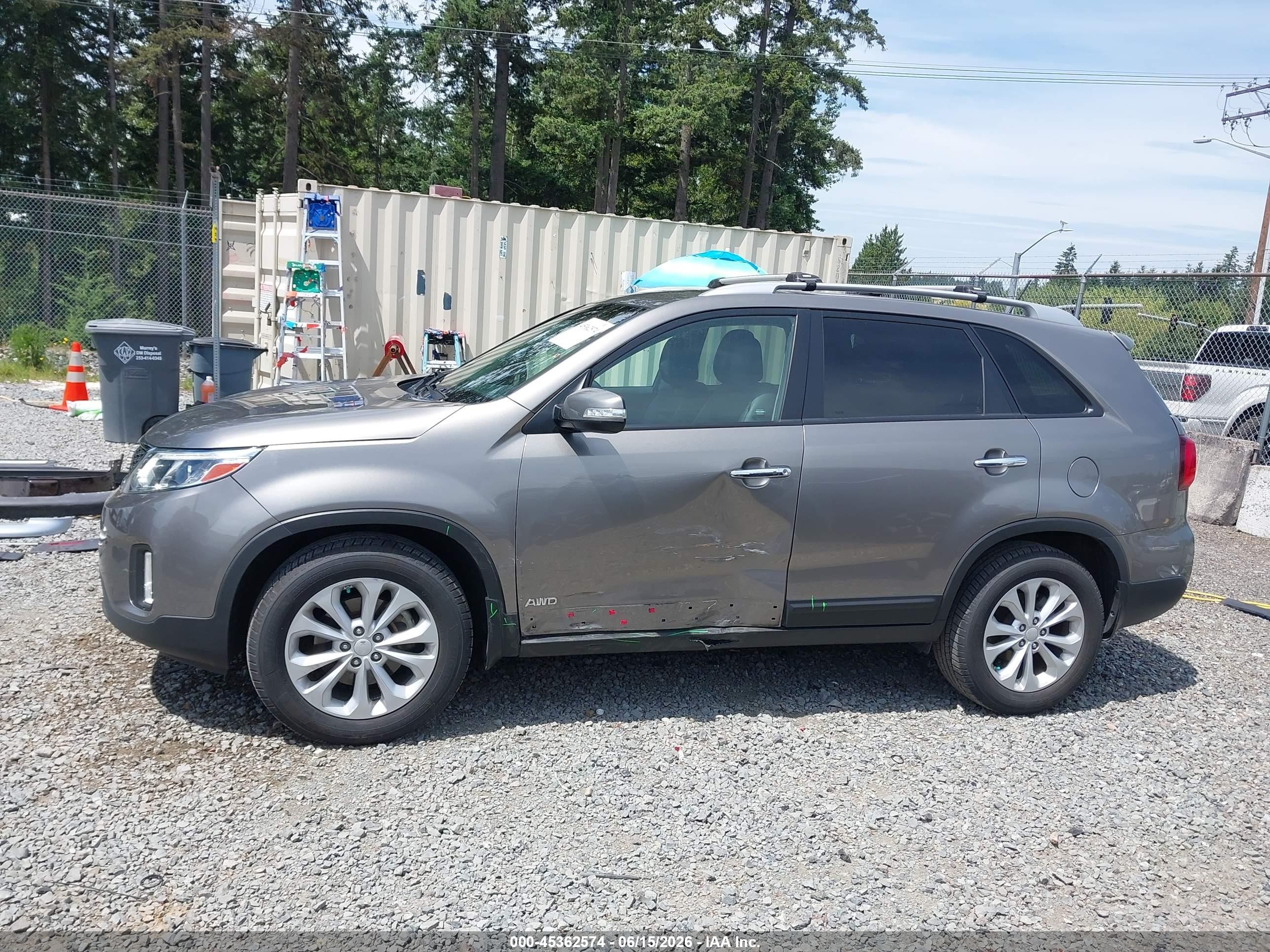 2015 Kia Sorento Ex V6 Gray vin: 5XYKUDA75FG608891