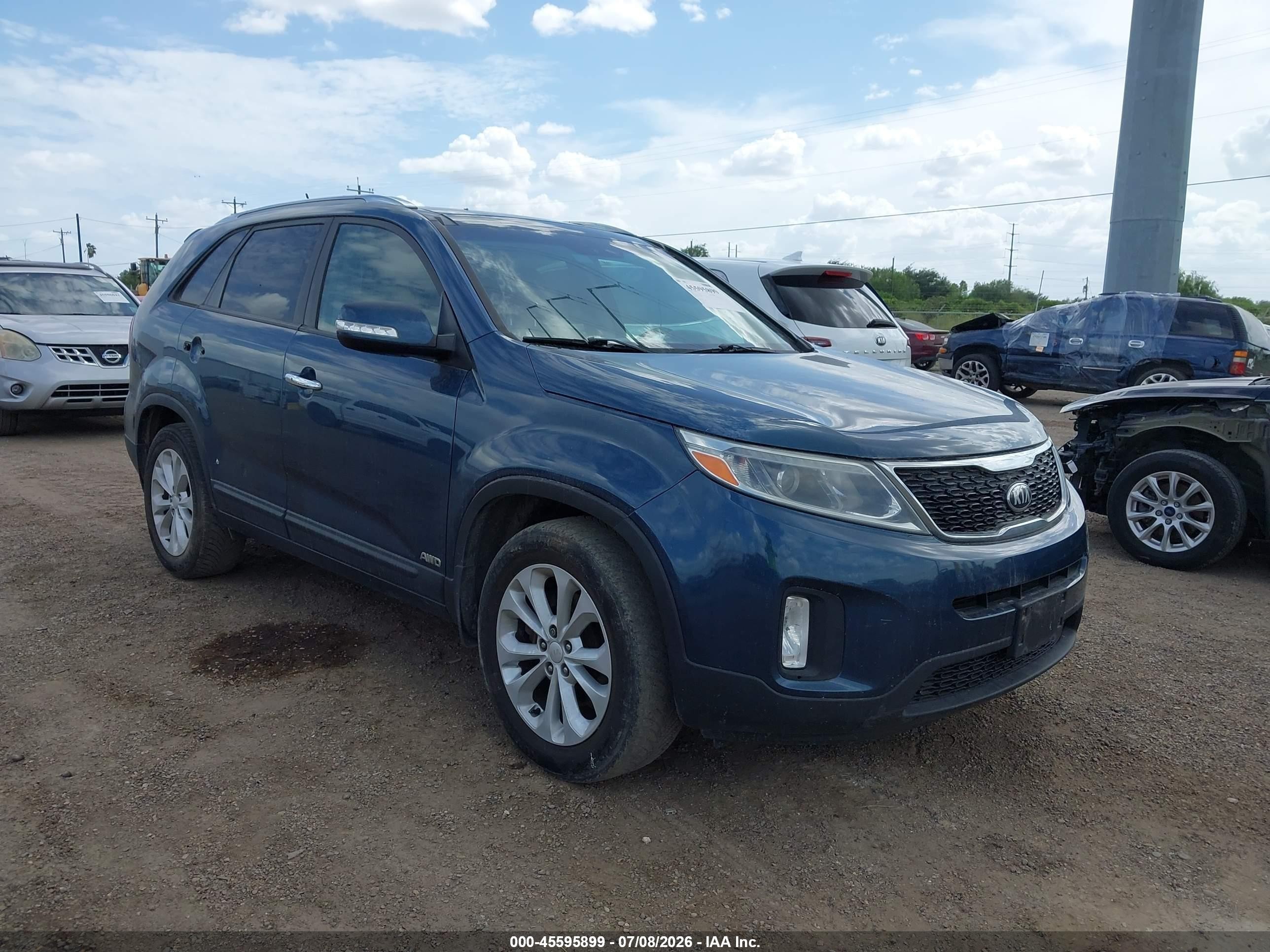 2014 Kia Sorento Ex V6 Blue vin: 5XYKUDA76EG452777