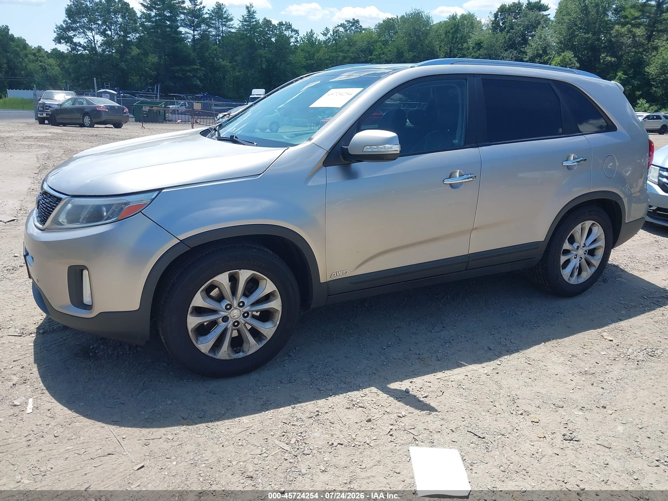2014 Kia Sorento Ex V6 Silver vin: 5XYKUDA77EG491152