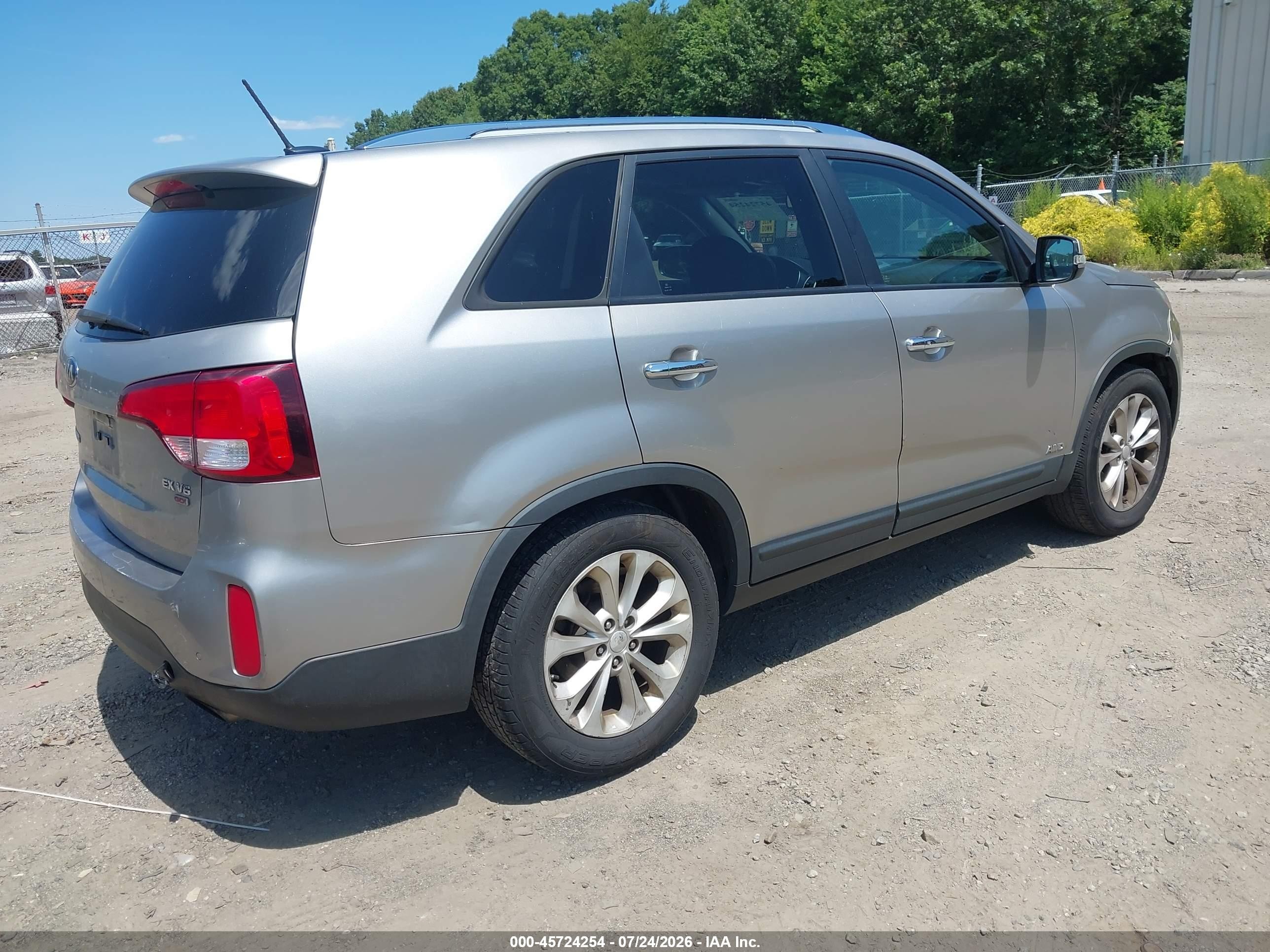 2014 Kia Sorento Ex V6 Silver vin: 5XYKUDA77EG491152