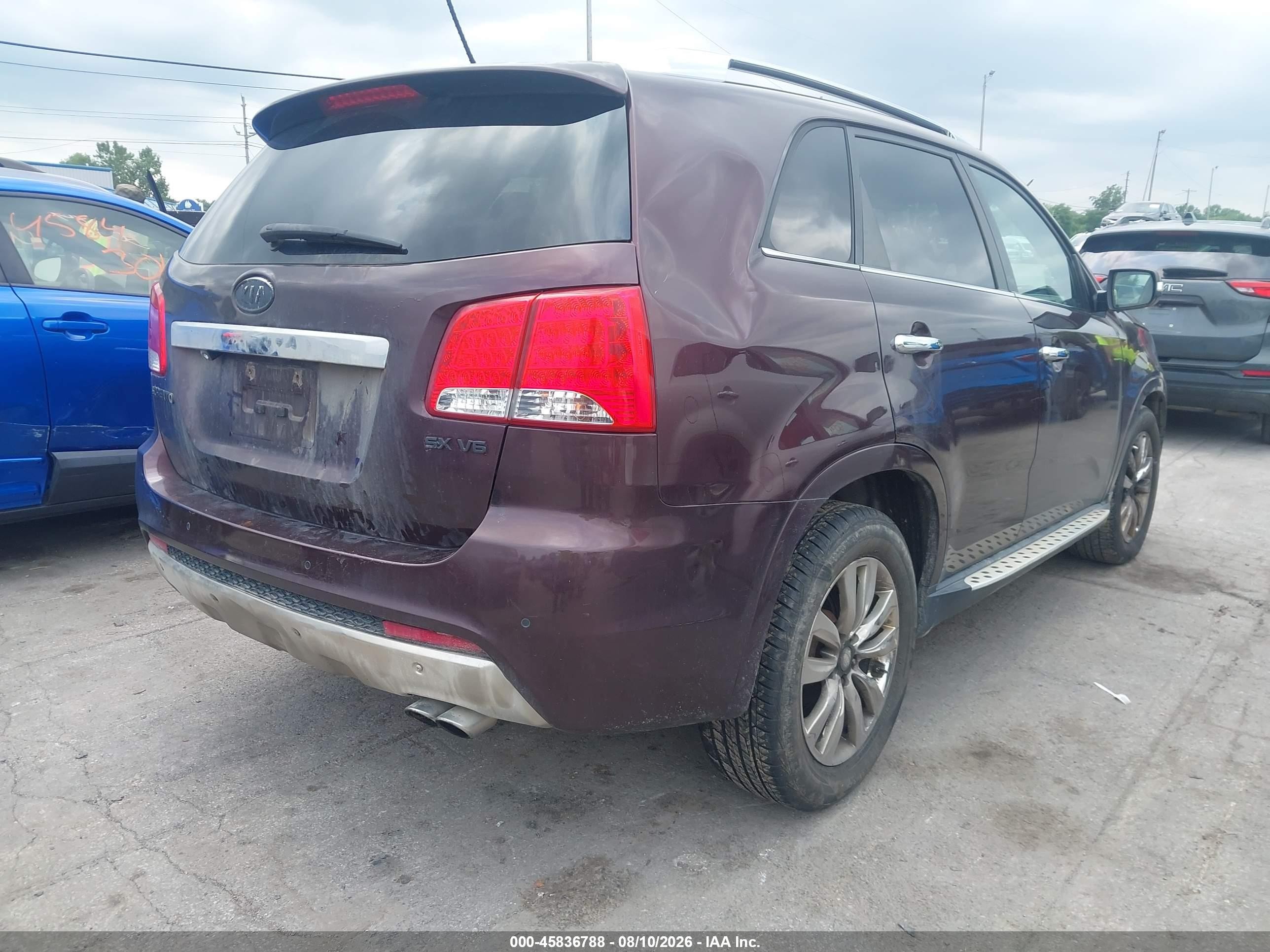 2013 Kia Sorento Sx Burgundy vin: 5XYKW4A20DG358407