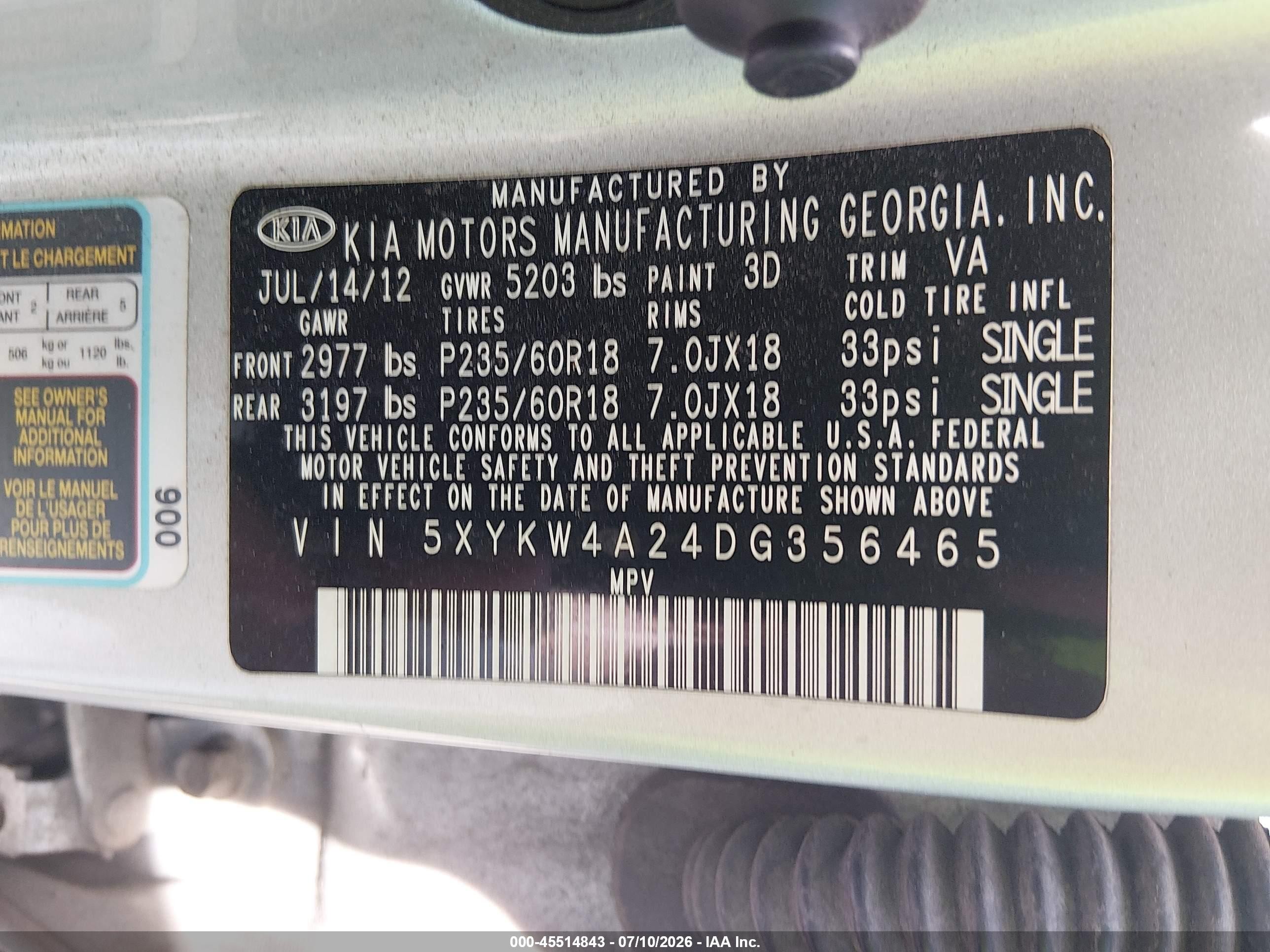 2013 Kia Sorento Sx Silver vin: 5XYKW4A24DG356465