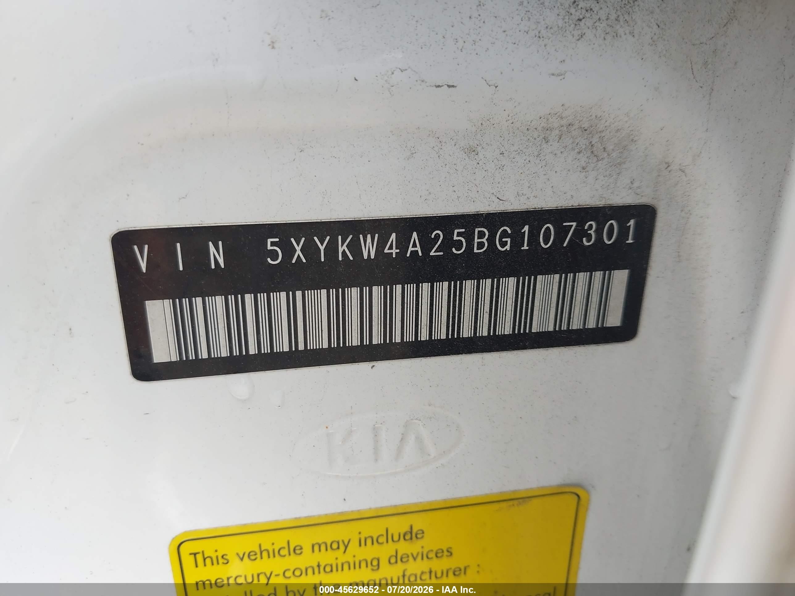 2011 Kia Sorento Sx V6 Белый vin: 5XYKW4A25BG107301