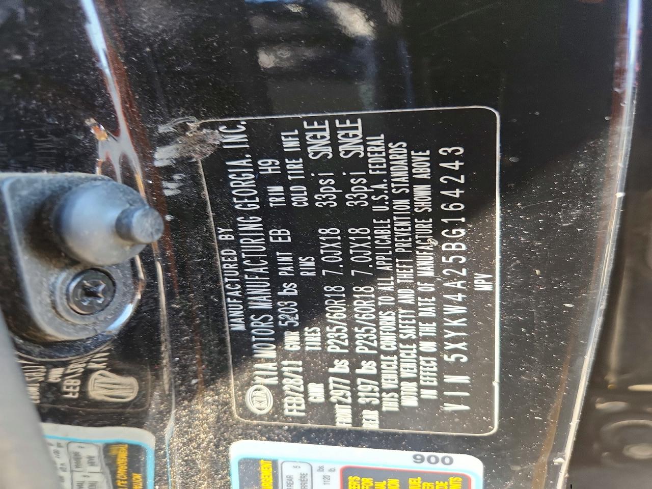 2011 Kia Sorento Sx Черный vin: 5XYKW4A25BG164243