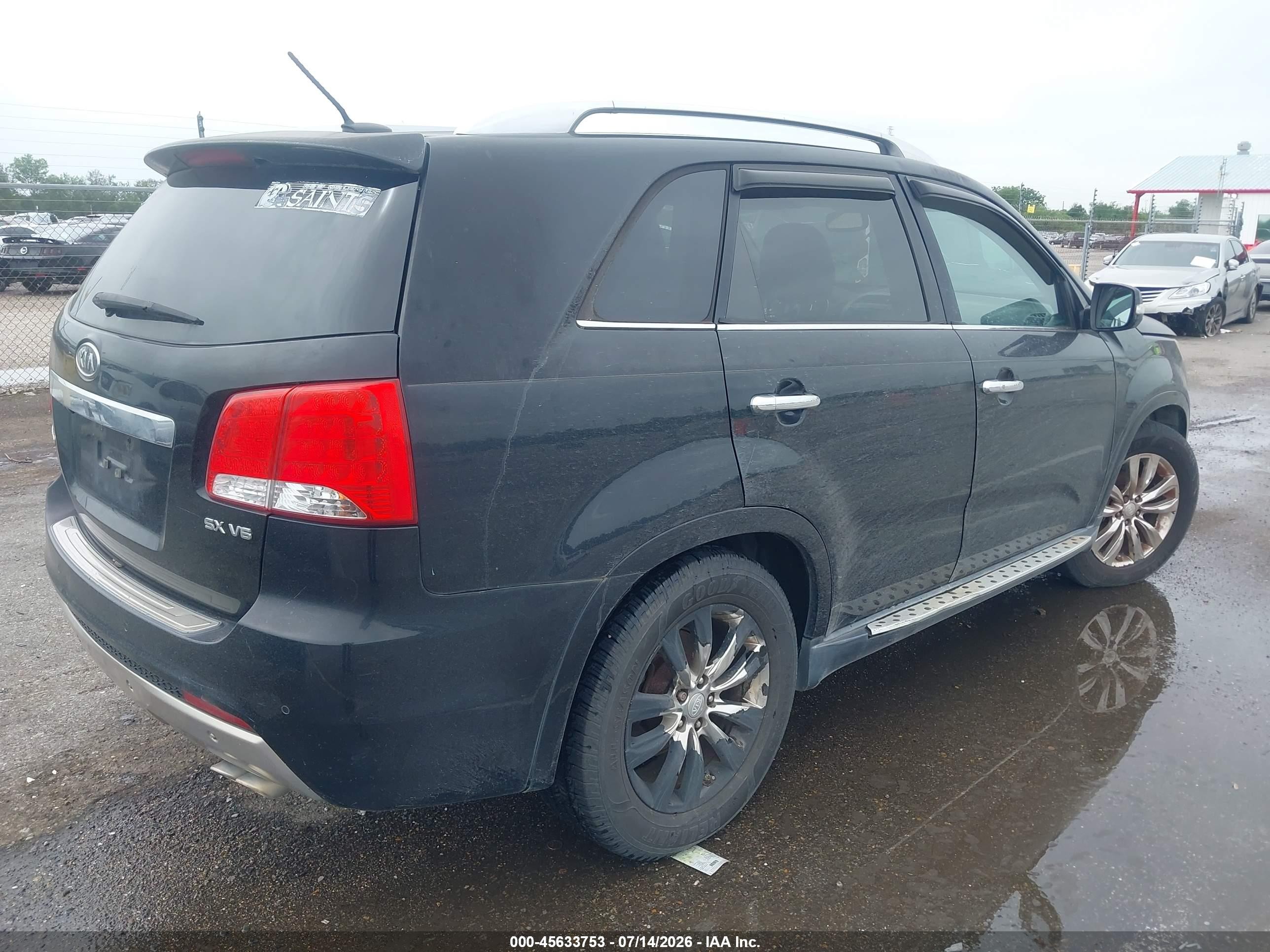 2012 Kia Sorento Sx V6 Black vin: 5XYKW4A25CG303255