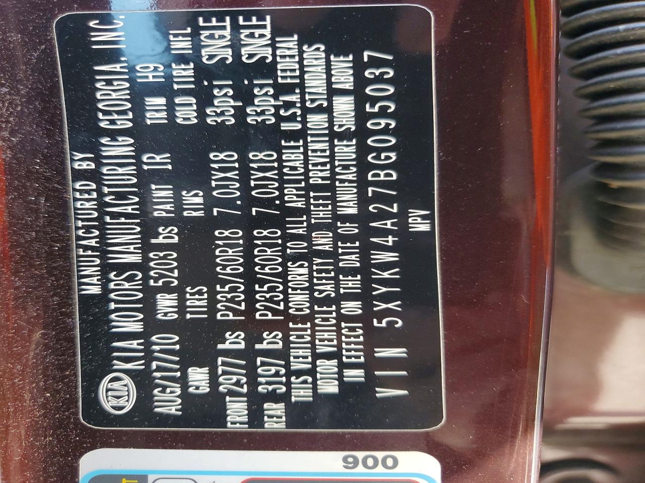 2011 Kia Sorento Sx Burgundy vin: 5XYKW4A27BG095037