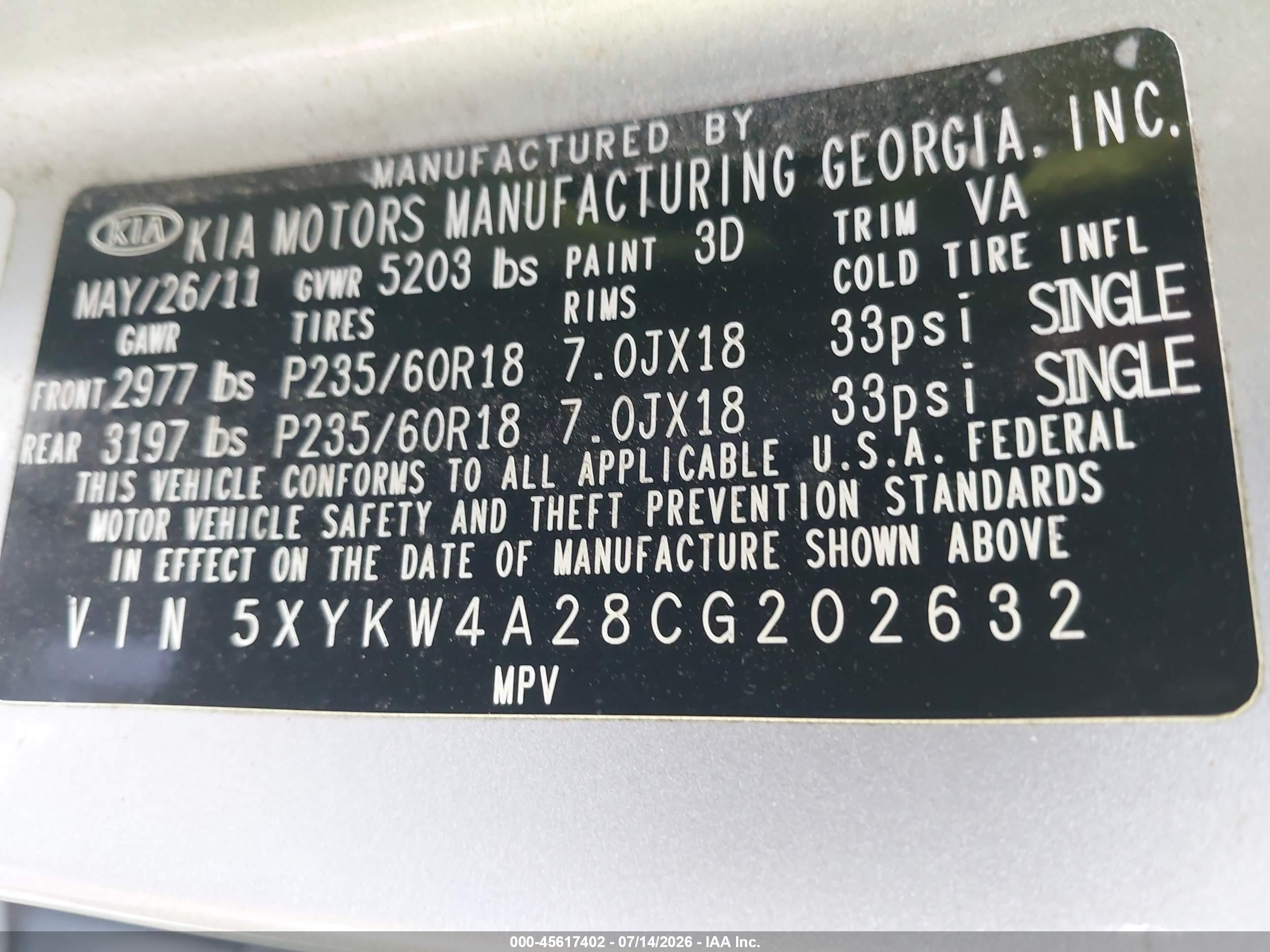 2012 Kia Sorento Sx V6 Silver vin: 5XYKW4A28CG202632