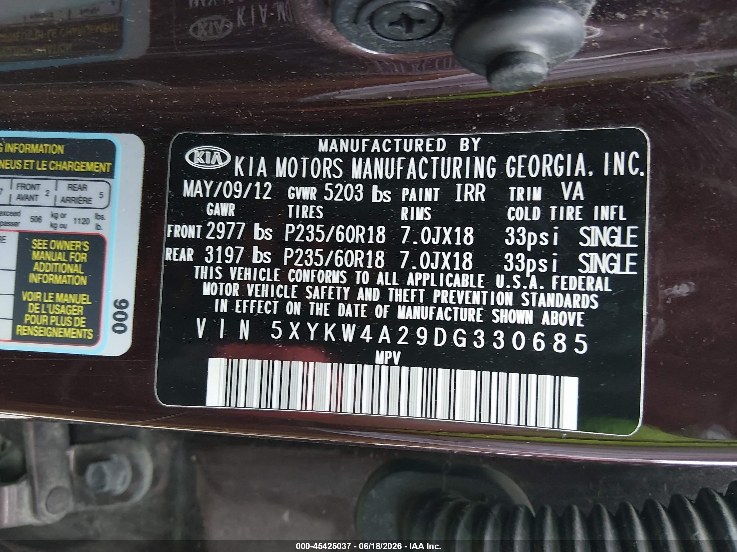 2013 Kia Sorento Sx Burgundy vin: 5XYKW4A29DG330685