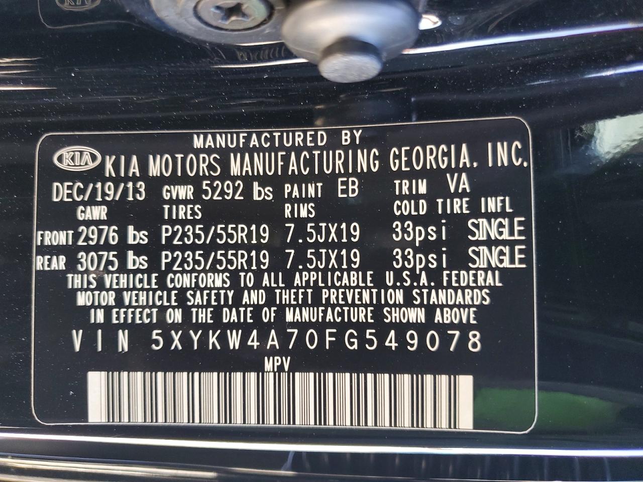 2015 Kia Sorento Sx Черный vin: 5XYKW4A70FG549078
