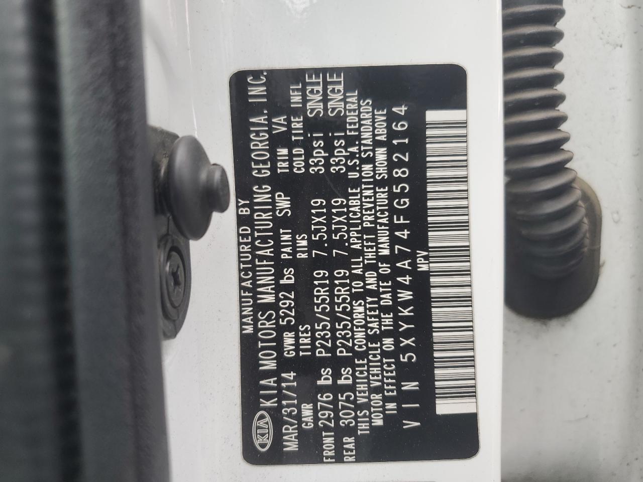 2015 Kia Sorento Sx Белый vin: 5XYKW4A74FG582164