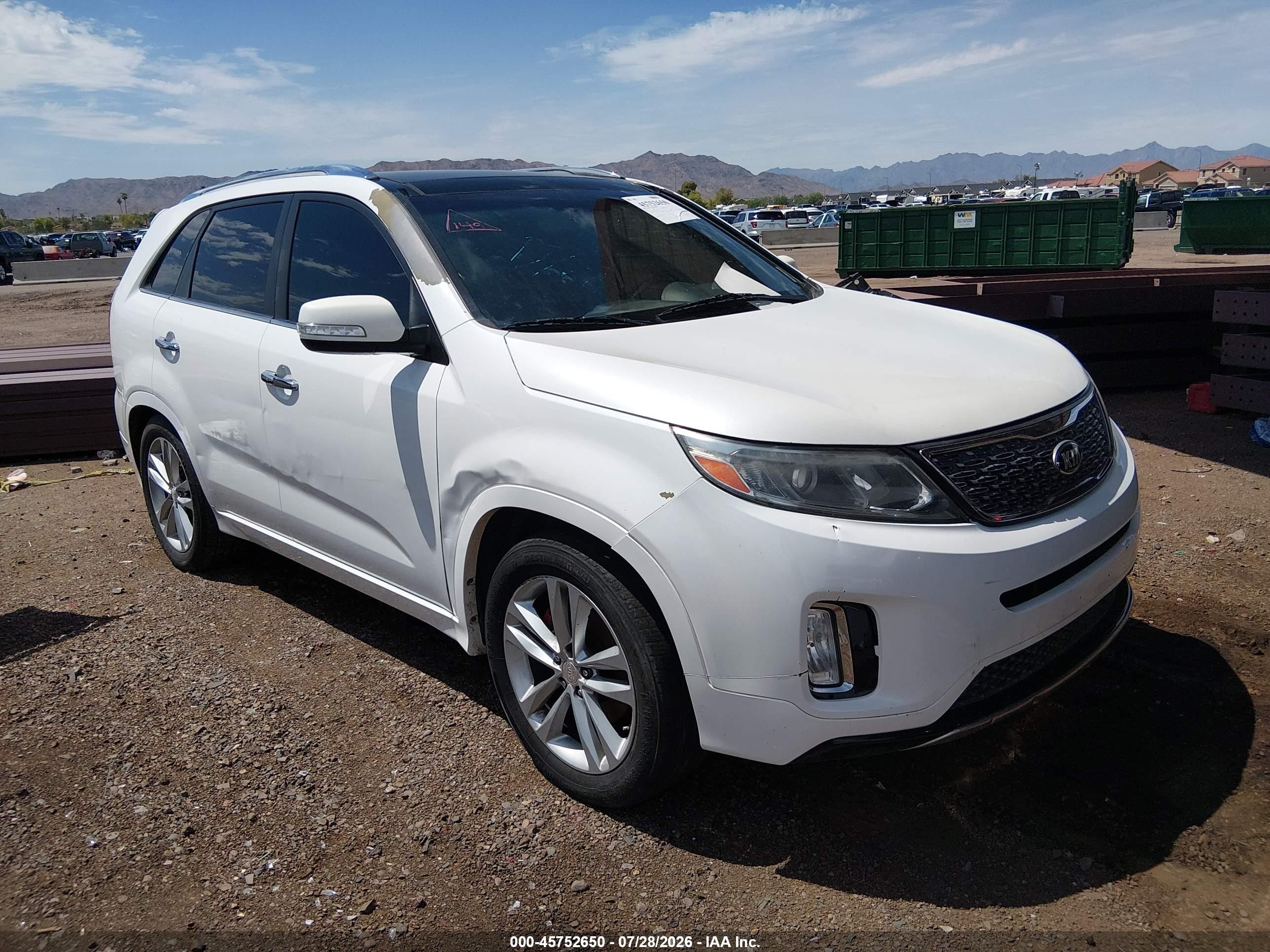 2014 Kia Sorento Limited V6 White vin: 5XYKW4A75EG438279