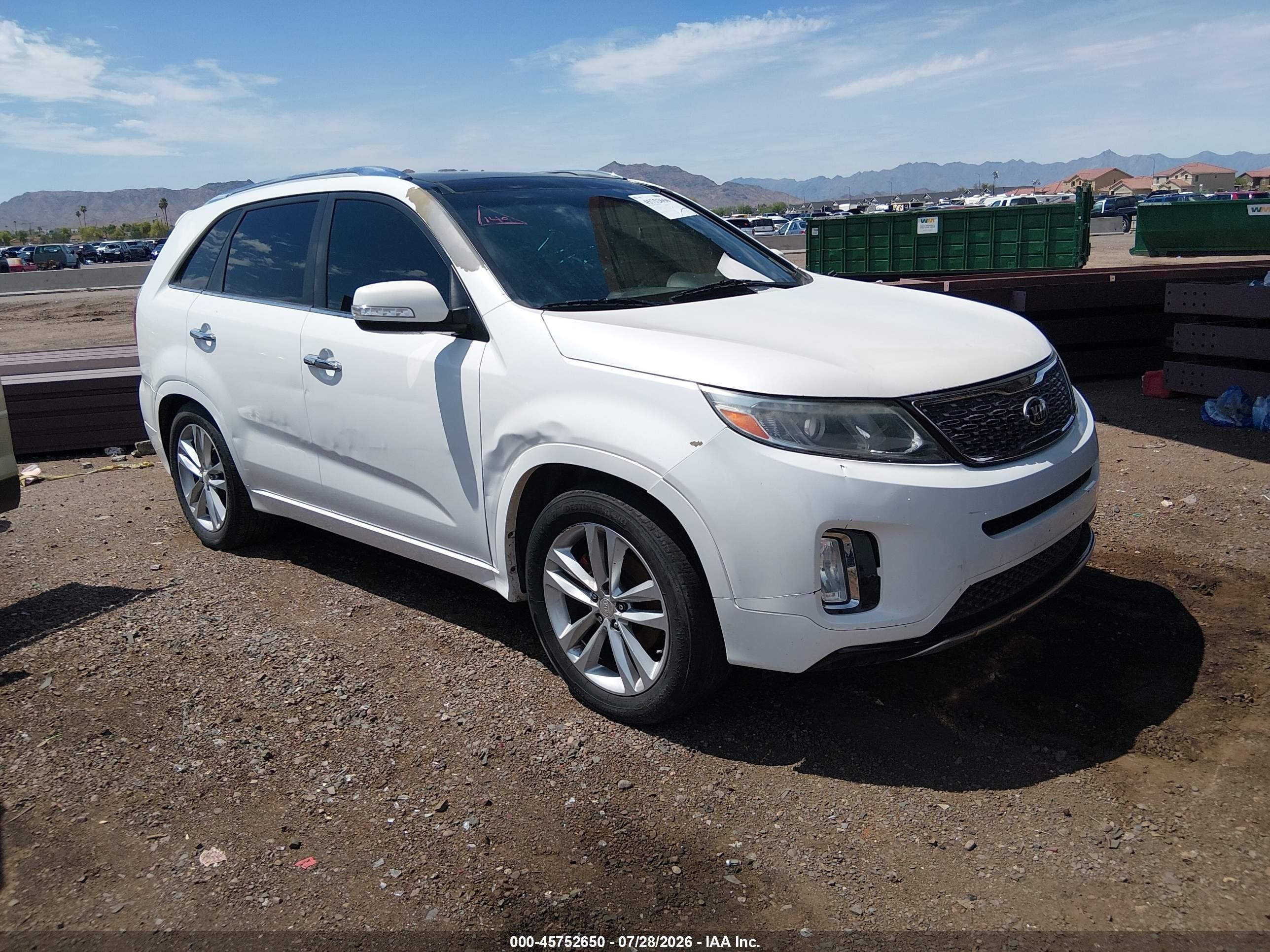 2014 Kia Sorento Limited V6 White vin: 5XYKW4A75EG438279