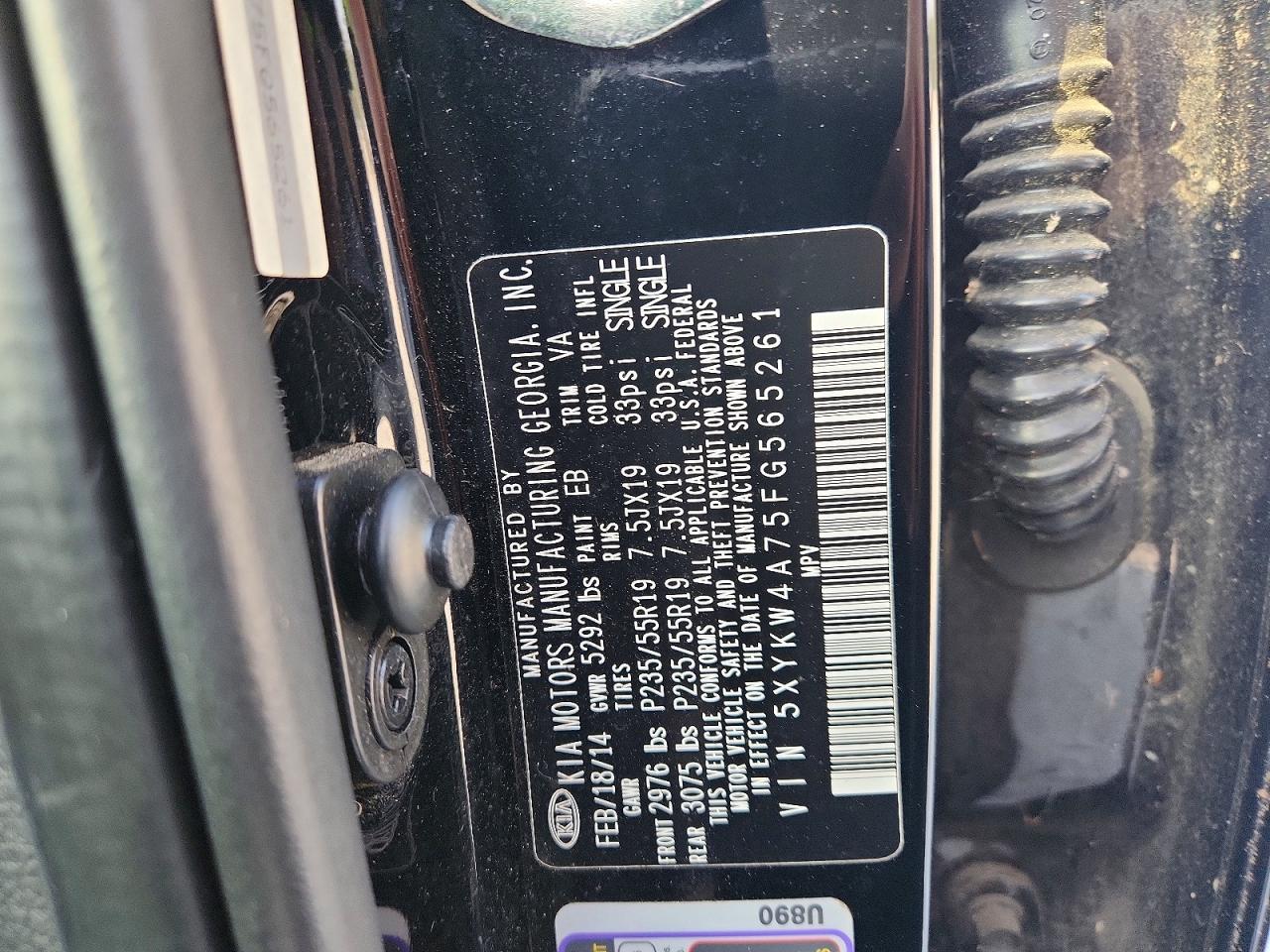 2015 Kia Sorento Sx Черный vin: 5XYKW4A75FG565261