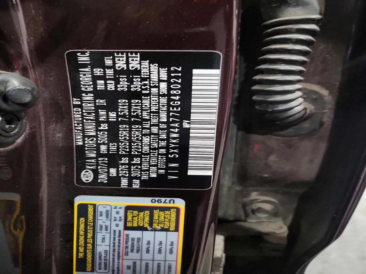 2014 Kia Sorento Sx Burgundy vin: 5XYKW4A77EG480212