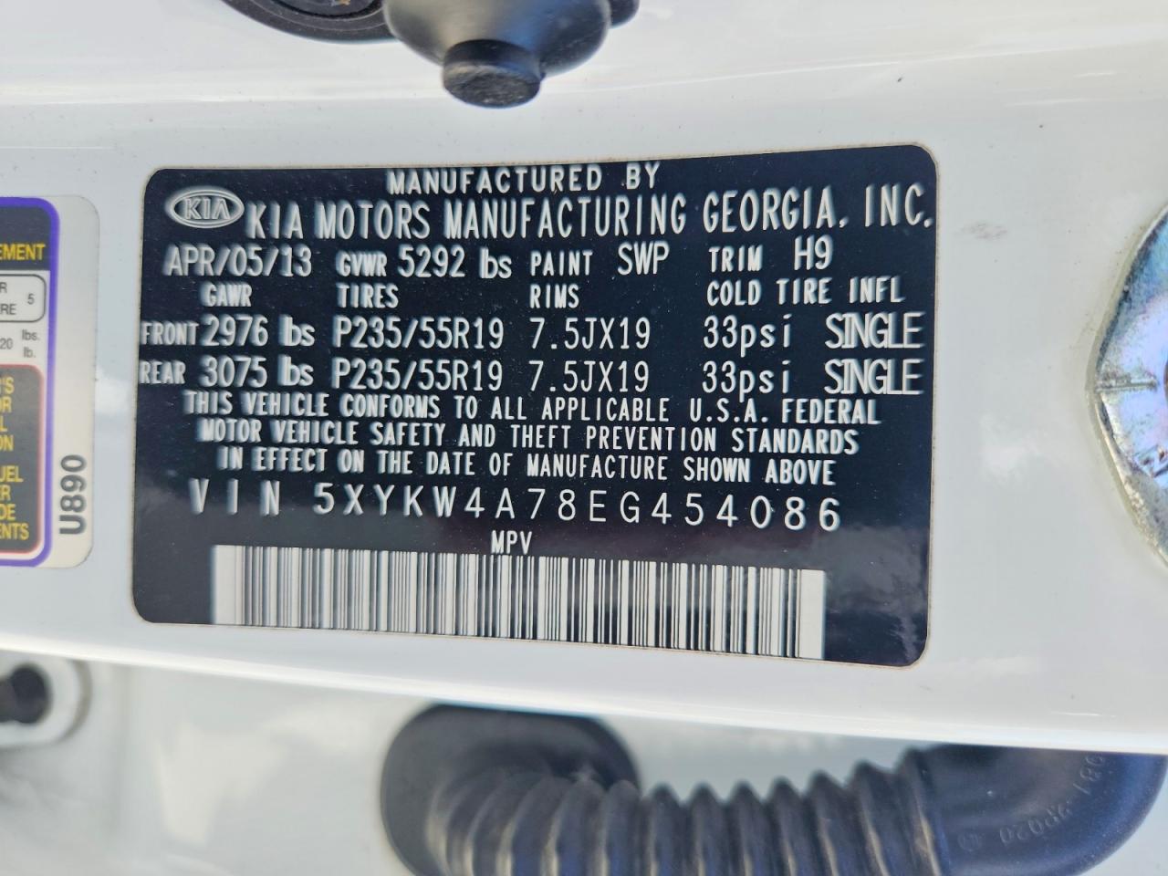 2014 Kia Sorento Sx White vin: 5XYKW4A78EG454086