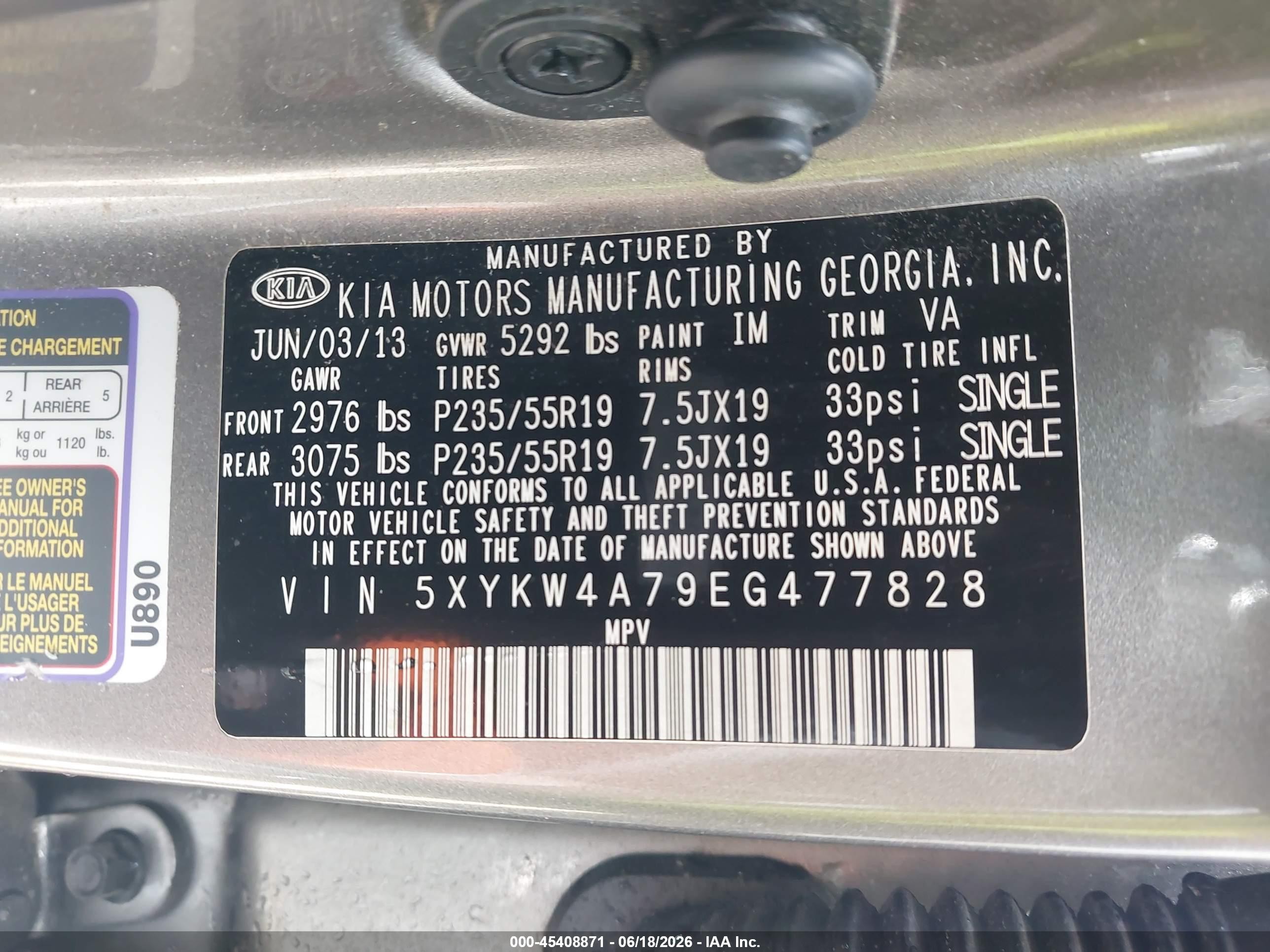 2014 Kia Sorento Sx Gray vin: 5XYKW4A79EG477828