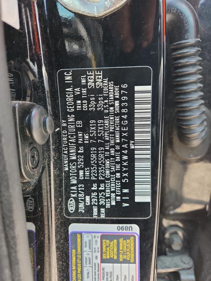 2014 Kia Sorento Sx Limited Black vin: 5XYKW4A7XEG483976