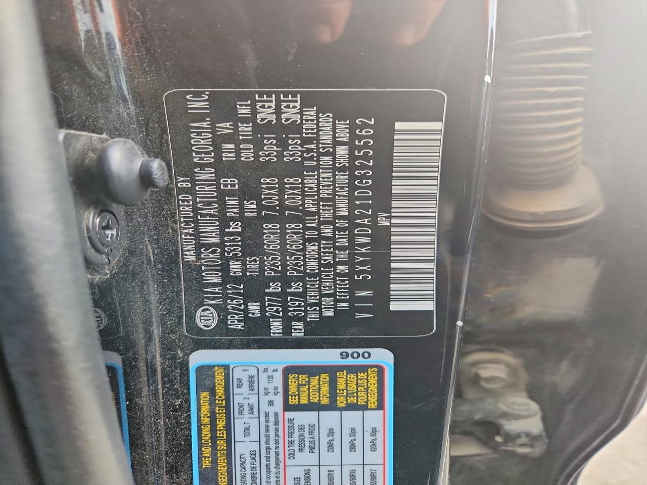2013 Kia Sorento Sx Черный vin: 5XYKWDA21DG325562