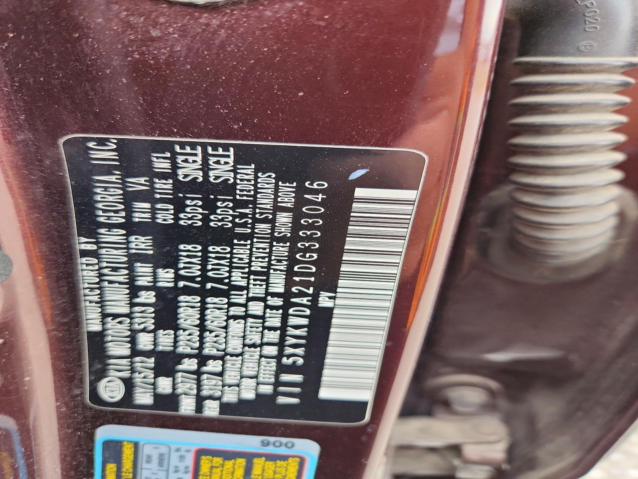 2013 Kia Sorento Sx Burgundy vin: 5XYKWDA21DG333046