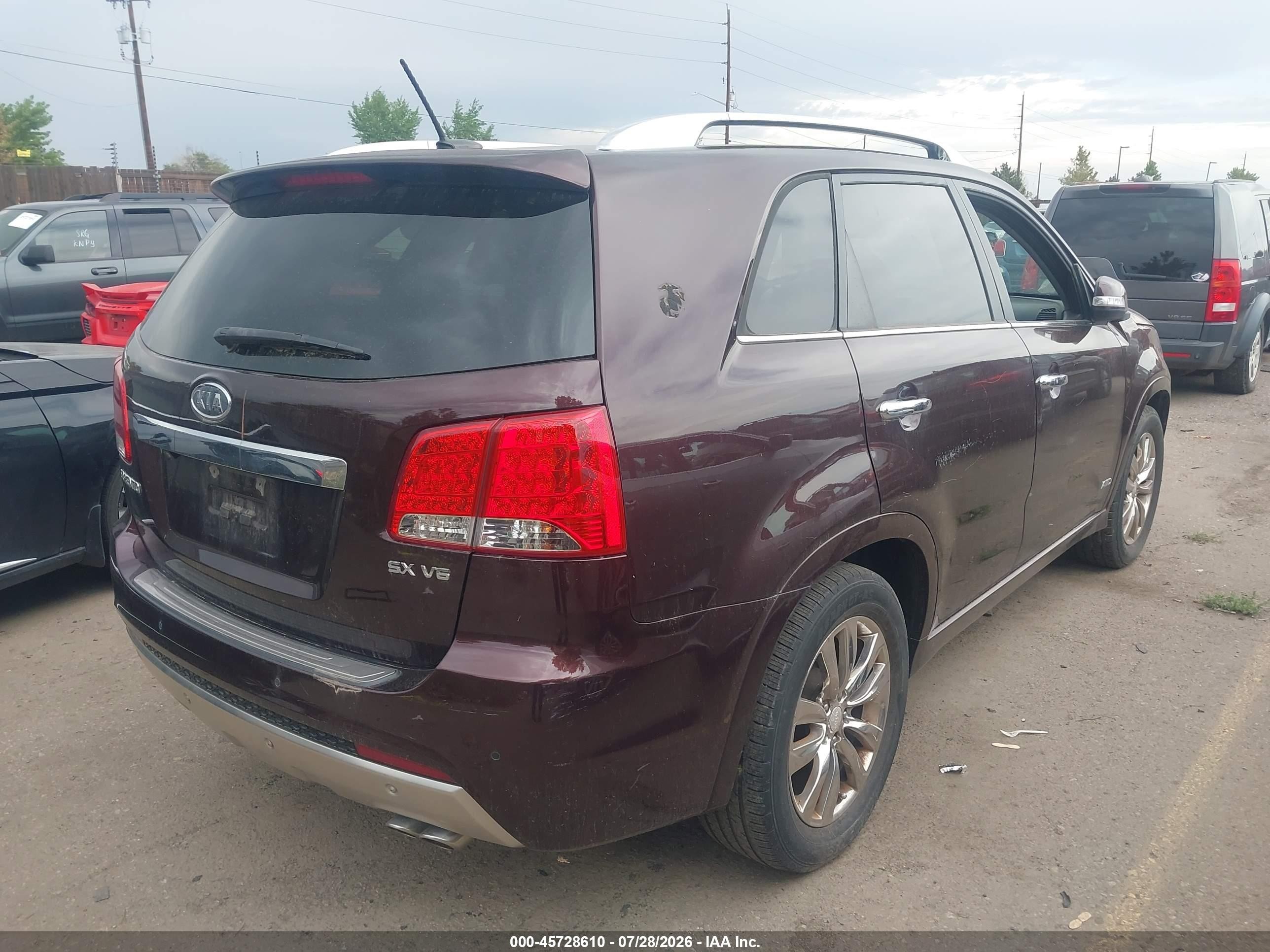 2012 Kia Sorento Sx V6 Burgundy vin: 5XYKWDA22CG219197