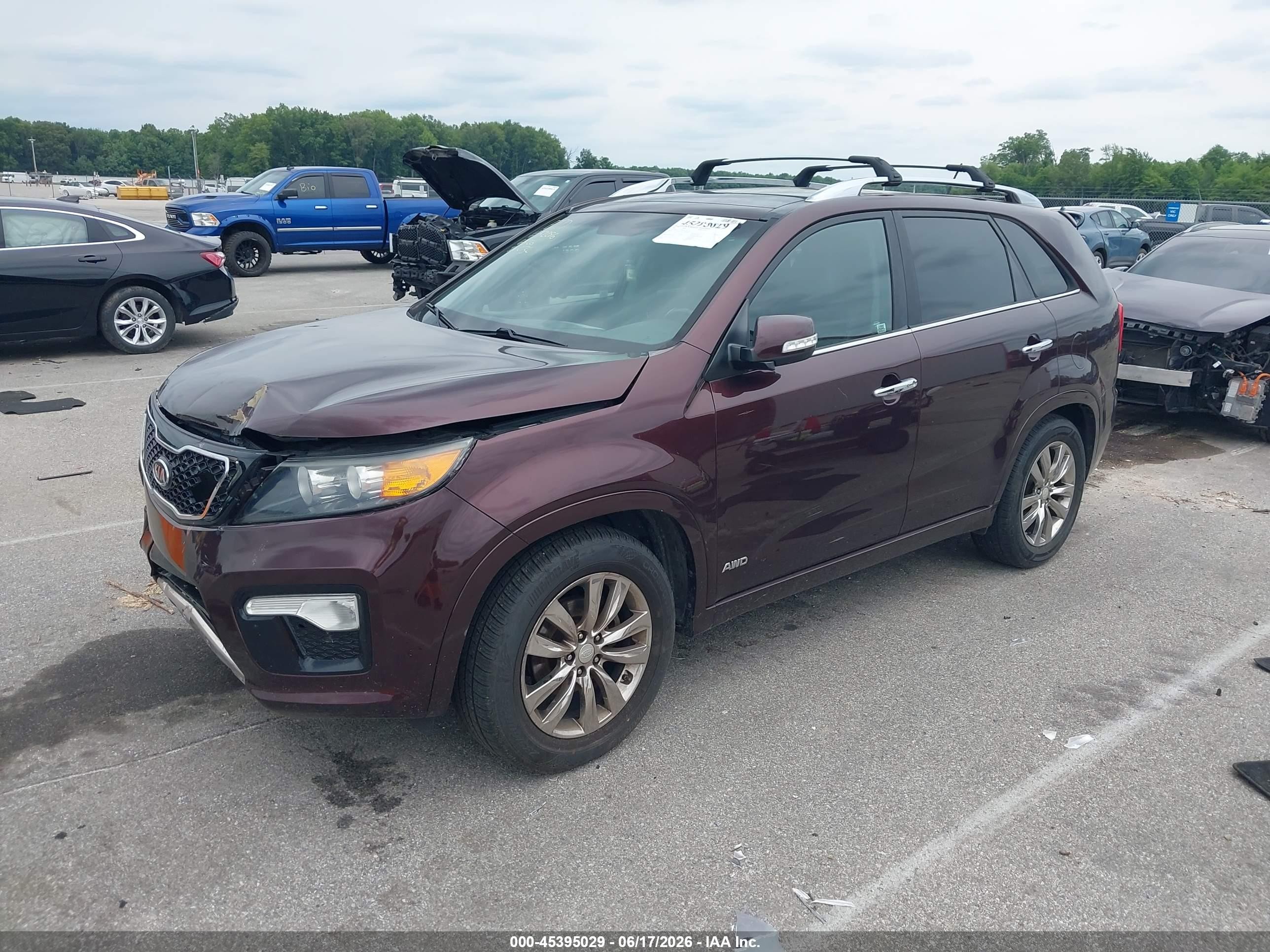 2013 Kia Sorento Sx V6 Maroon vin: 5XYKWDA22DG339518
