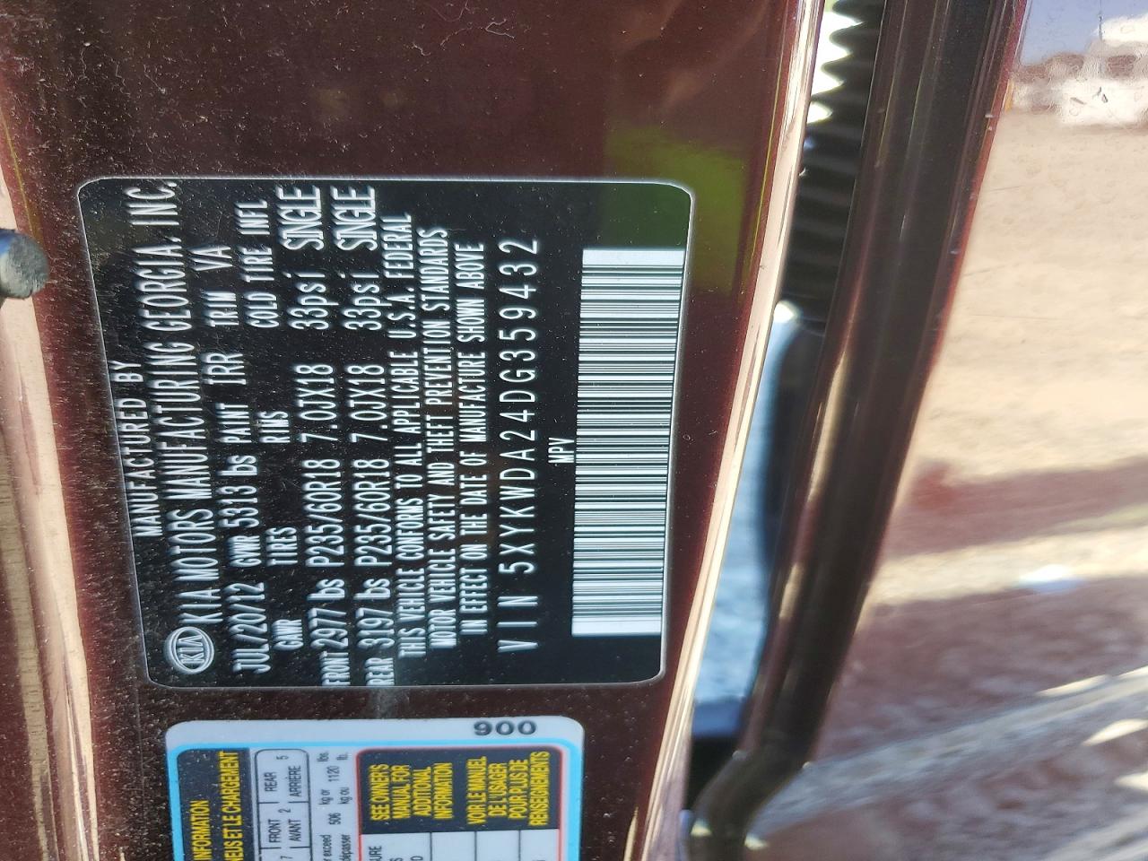 2013 Kia Sorento Sx Maroon vin: 5XYKWDA24DG359432