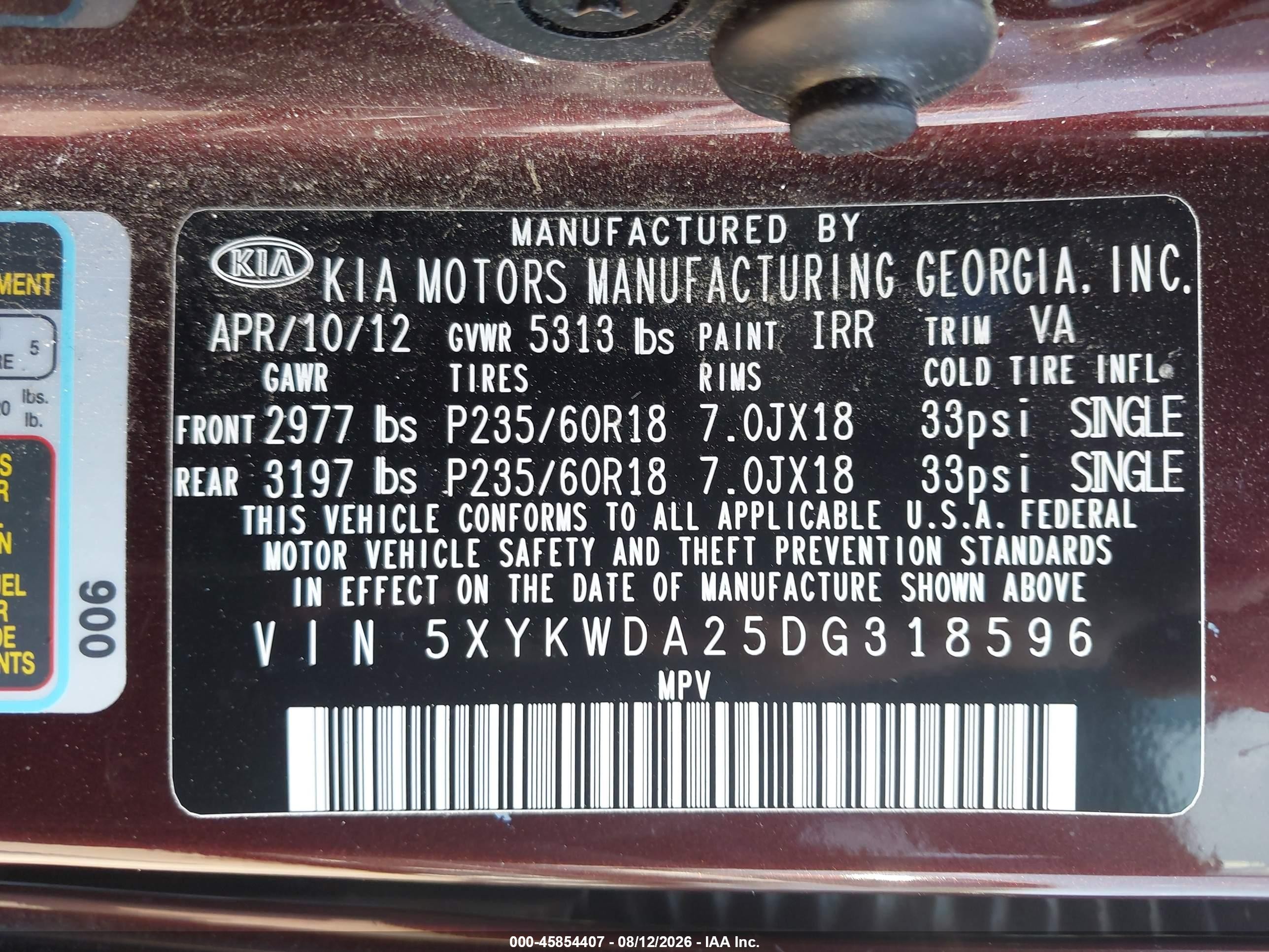 2013 Kia Sorento Sx V6 Brown vin: 5XYKWDA25DG318596