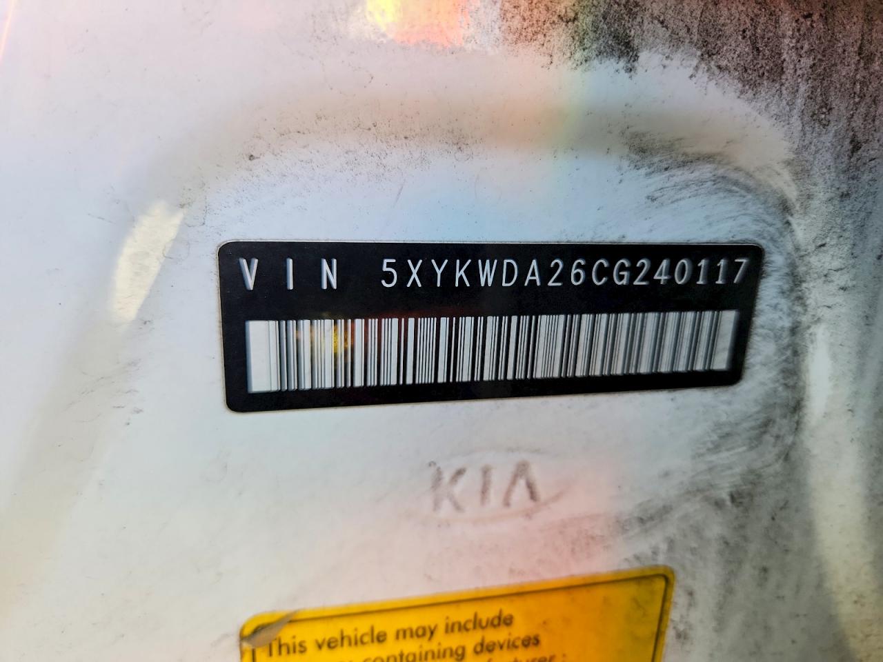 2012 Kia Sorento Sx White vin: 5XYKWDA26CG240117