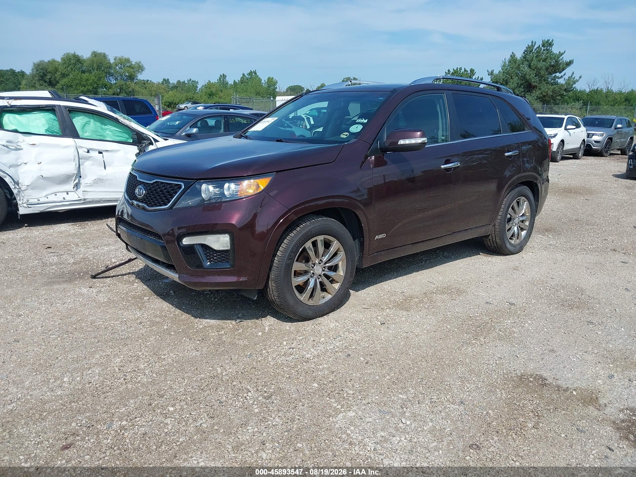 2013 Kia Sorento Sx V6 Burgundy vin: 5XYKWDA26DG381982