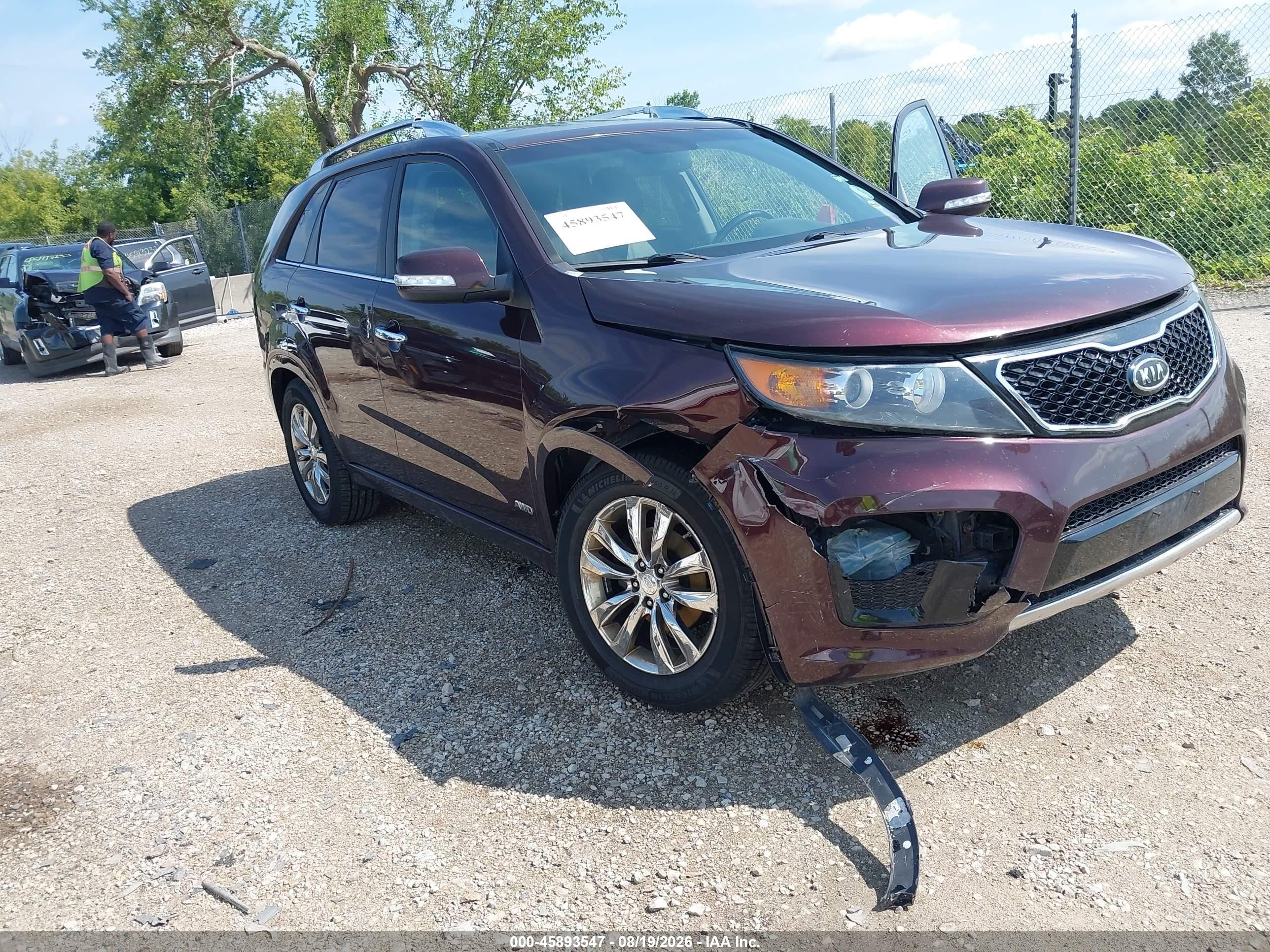 2013 Kia Sorento Sx V6 Burgundy vin: 5XYKWDA26DG381982