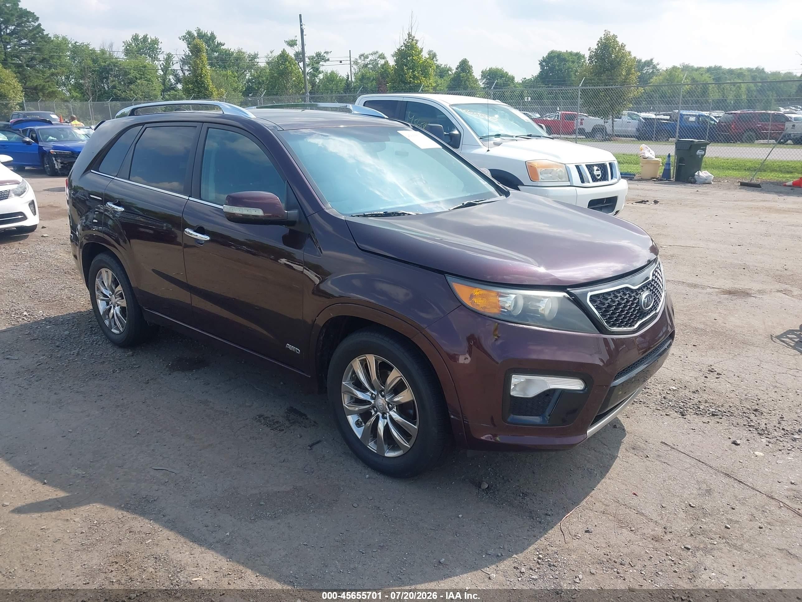 2012 Kia Sorento Sx V6 Burgundy vin: 5XYKWDA27CG191364