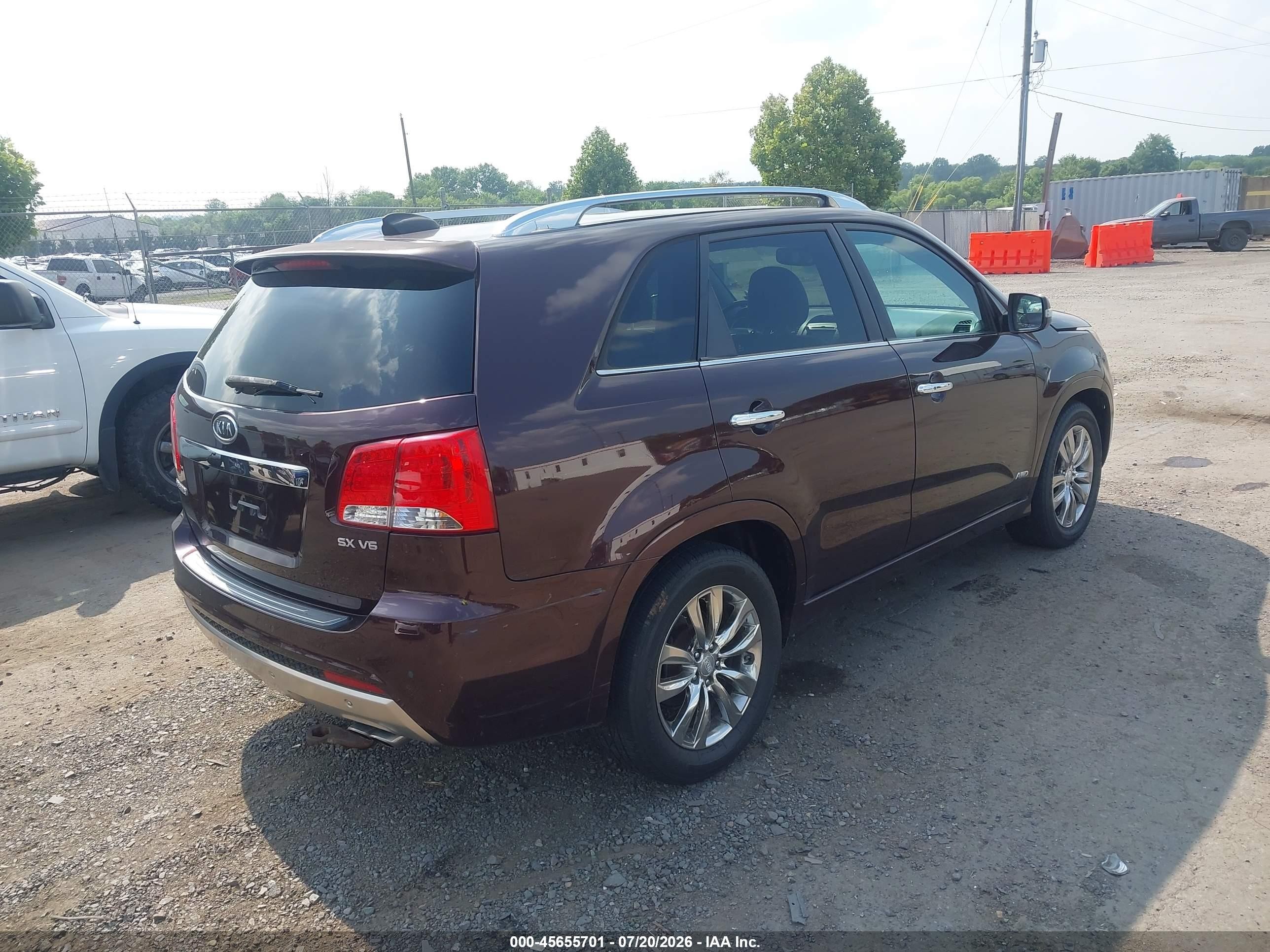 2012 Kia Sorento Sx V6 Burgundy vin: 5XYKWDA27CG191364