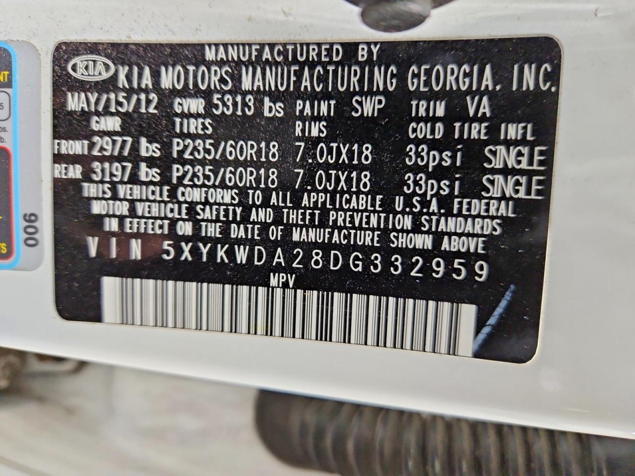 2013 Kia Sorento Sx White vin: 5XYKWDA28DG332959