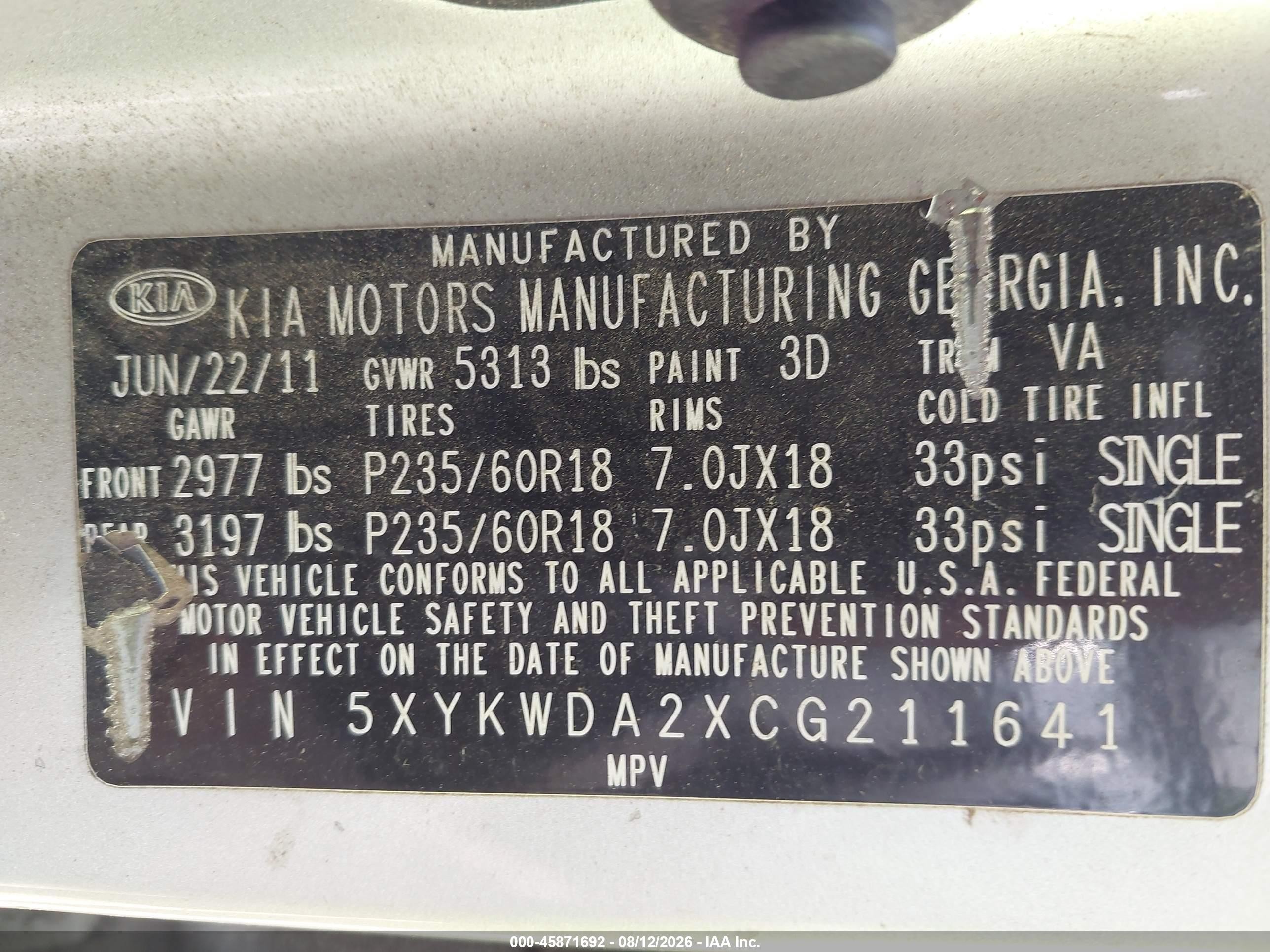 2012 Kia Sorento Sx V6 Silver vin: 5XYKWDA2XCG211641