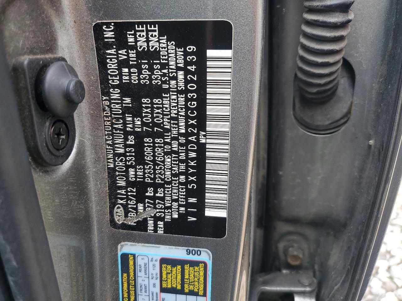 2012 Kia Sorento Sx Gray vin: 5XYKWDA2XCG302439
