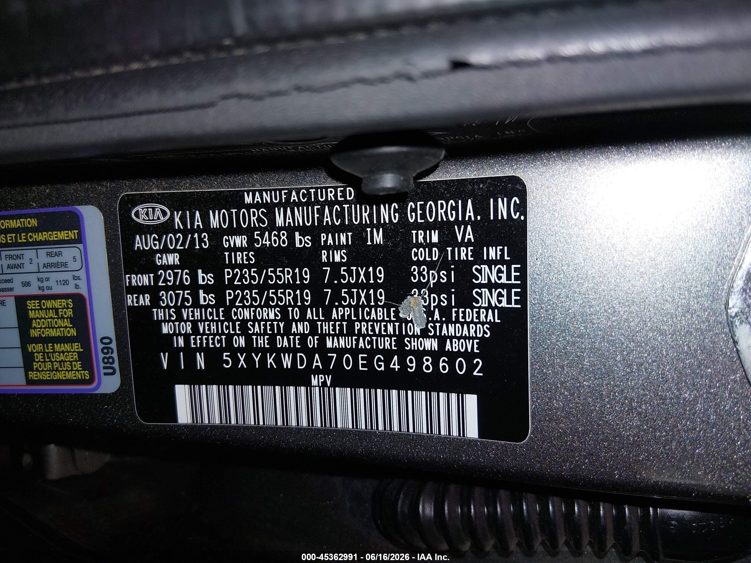 2014 Kia Sorento Limited V6 Gray vin: 5XYKWDA70EG498602