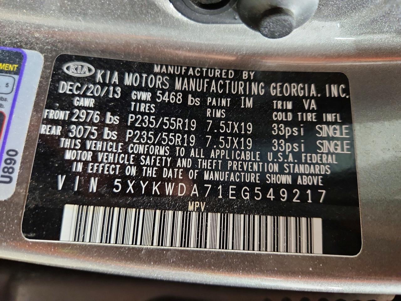 2014 Kia Sorento Sx Limited Gray vin: 5XYKWDA71EG549217