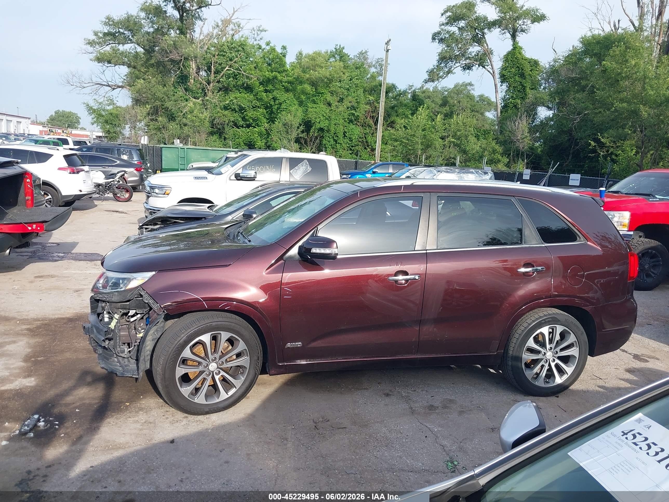 2015 Kia Sorento Sx V6 Burgundy vin: 5XYKWDA72FG625870