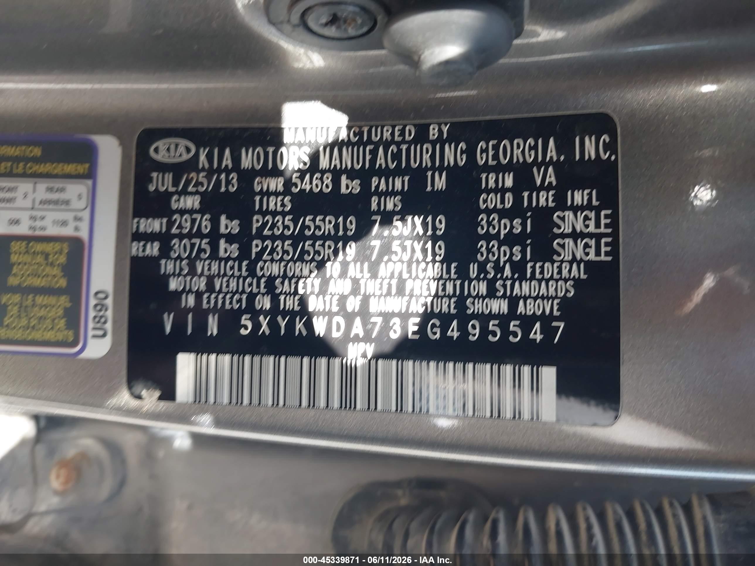 2014 Kia Sorento Limited V6 Серый vin: 5XYKWDA73EG495547