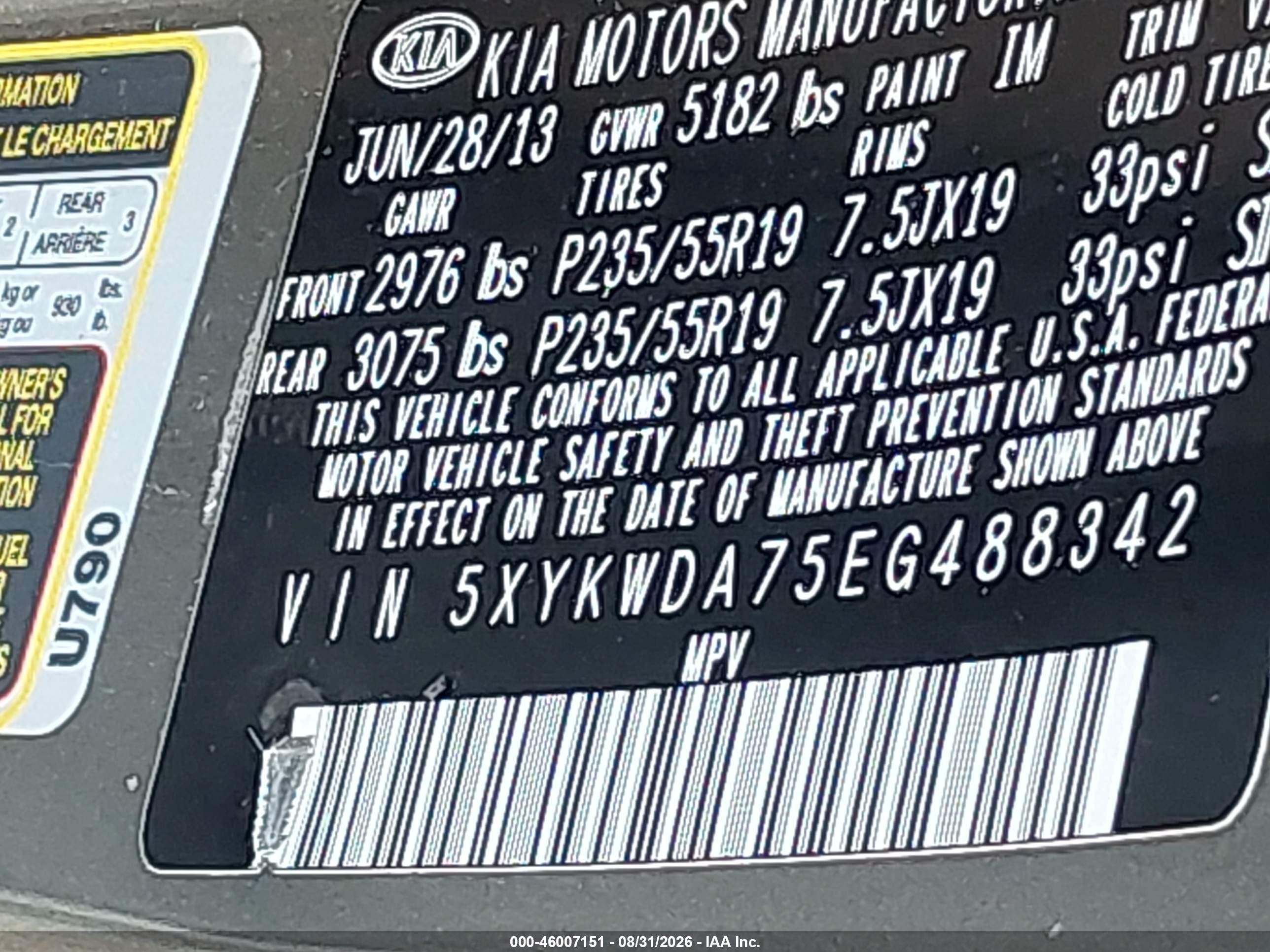 2014 Kia Sorento Sx V6 Gray vin: 5XYKWDA75EG488342