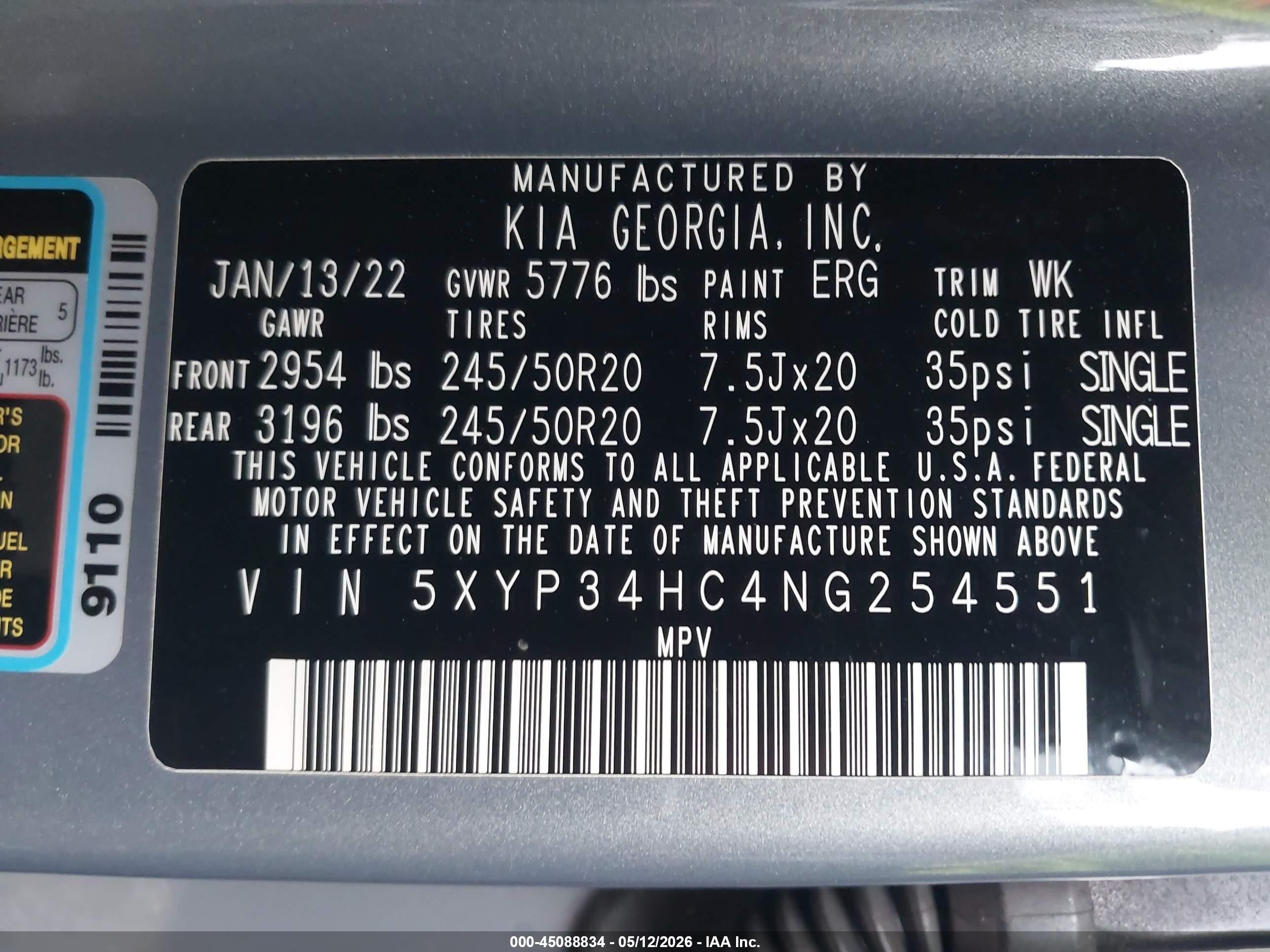 2022 Kia Telluride Ex Gray vin: 5XYP34HC4NG254551