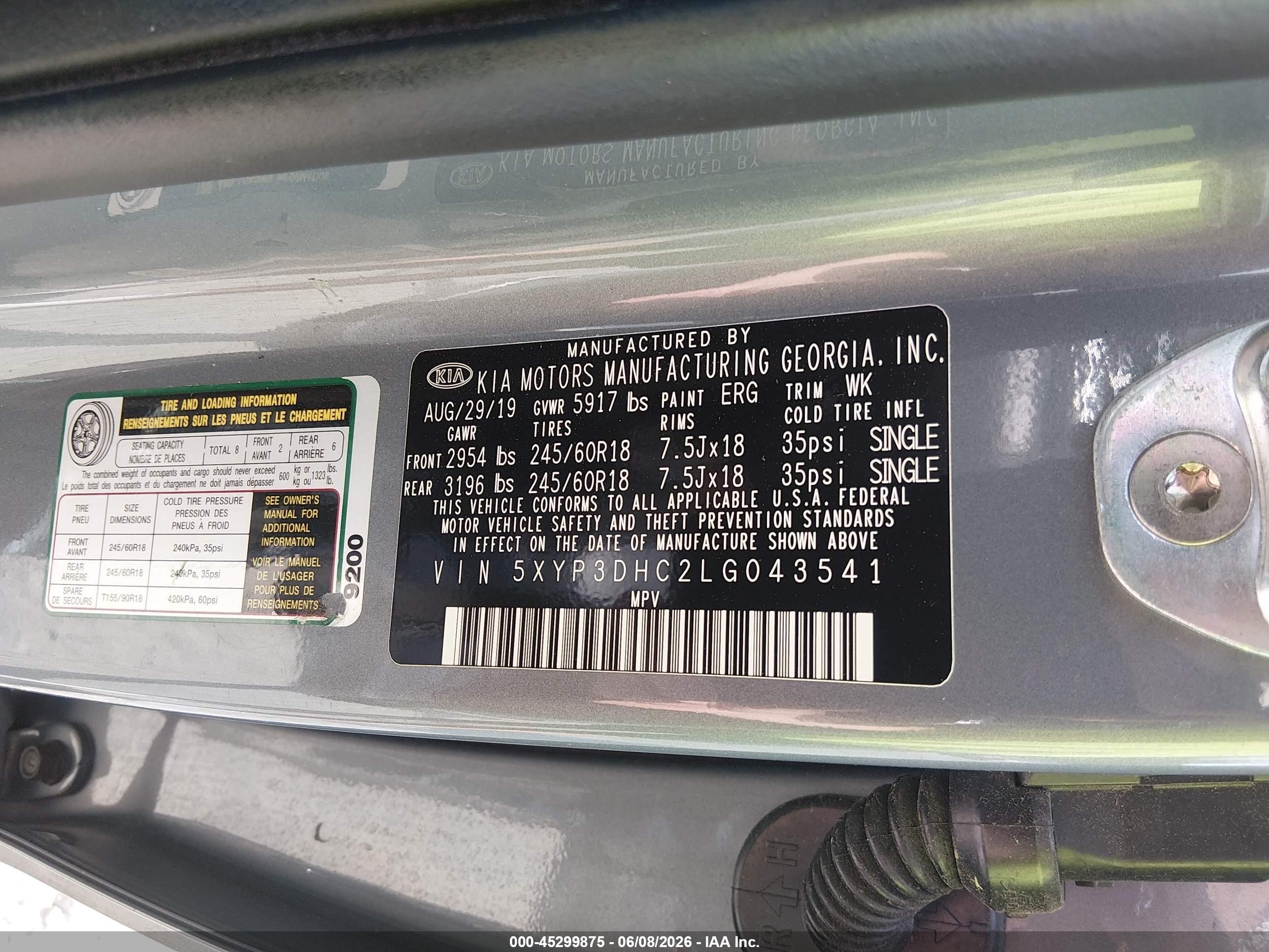 2020 Kia Telluride Ex Blue vin: 5XYP3DHC2LG043541