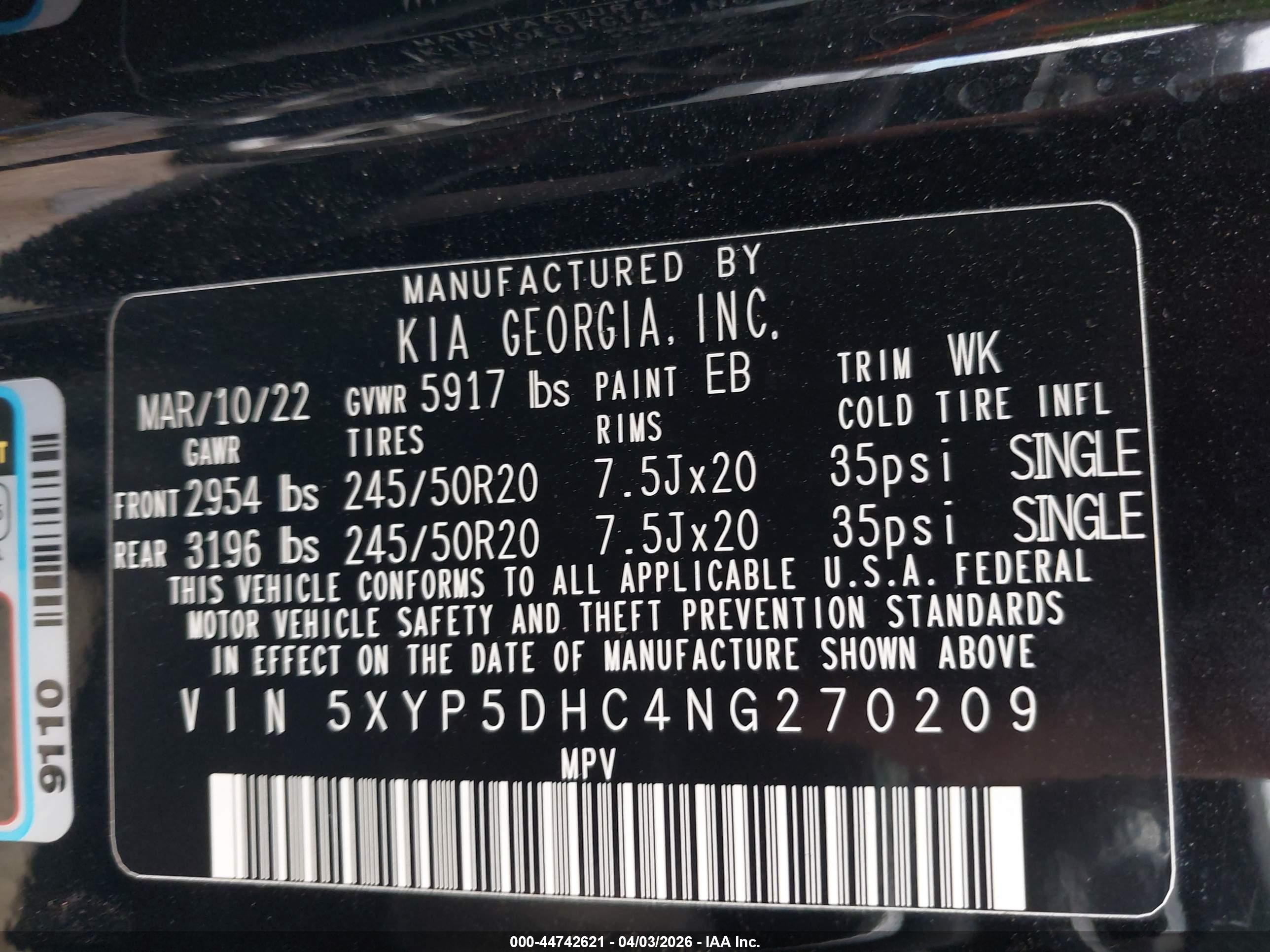 2022 Kia Telluride Sx Black vin: 5XYP5DHC4NG270209