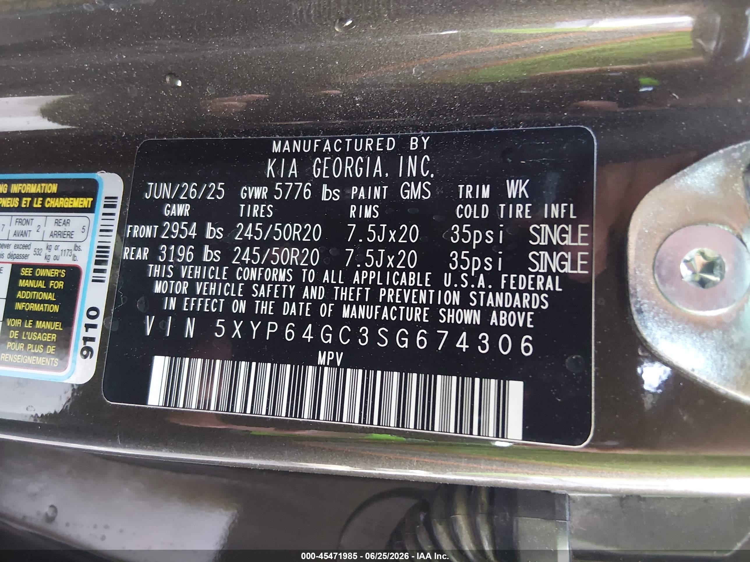 2025 Kia Telluride S Black vin: 5XYP64GC3SG674306