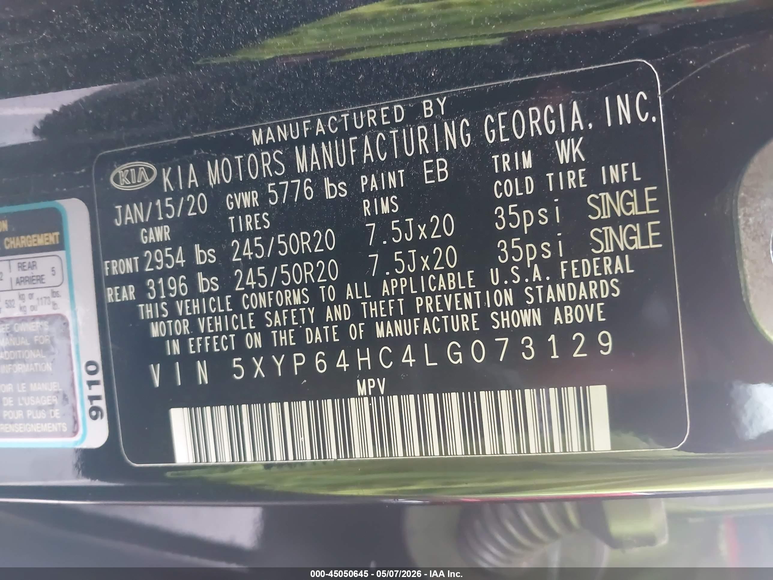 2020 Kia Telluride S Black vin: 5XYP64HC4LG073129
