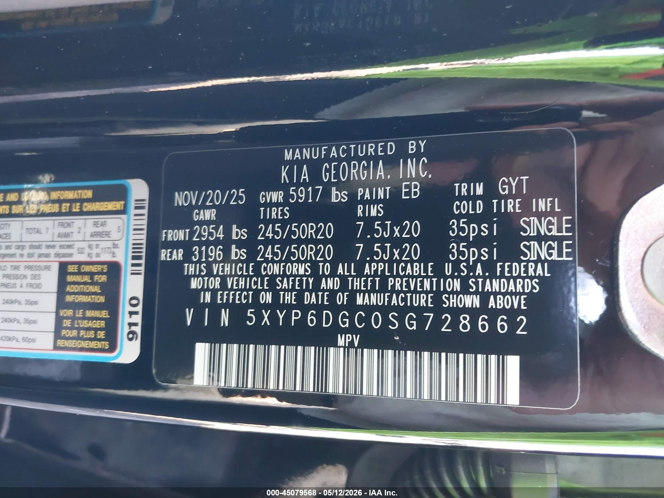 2025 Kia Telluride S Black vin: 5XYP6DGC0SG728662