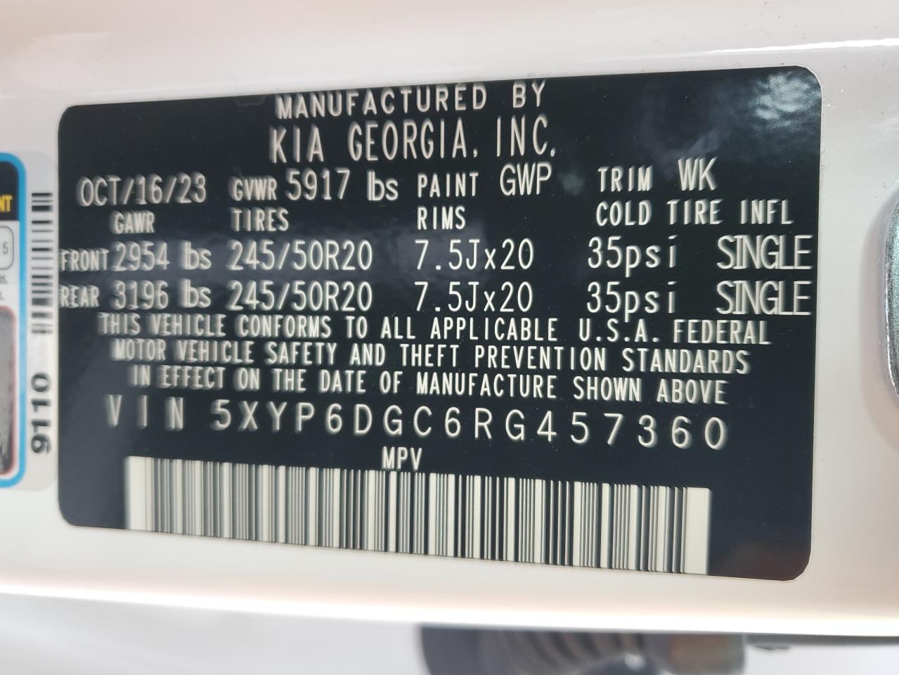 2024 Kia Telluride S White vin: 5XYP6DGC6RG457360