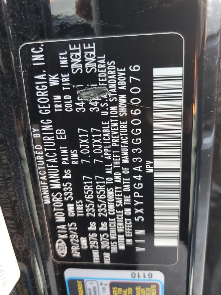2016 Kia Sorento Lx Black vin: 5XYPG4A33GG060076