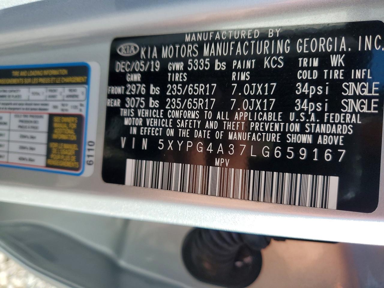 2020 Kia Sorento L Silver vin: 5XYPG4A37LG659167