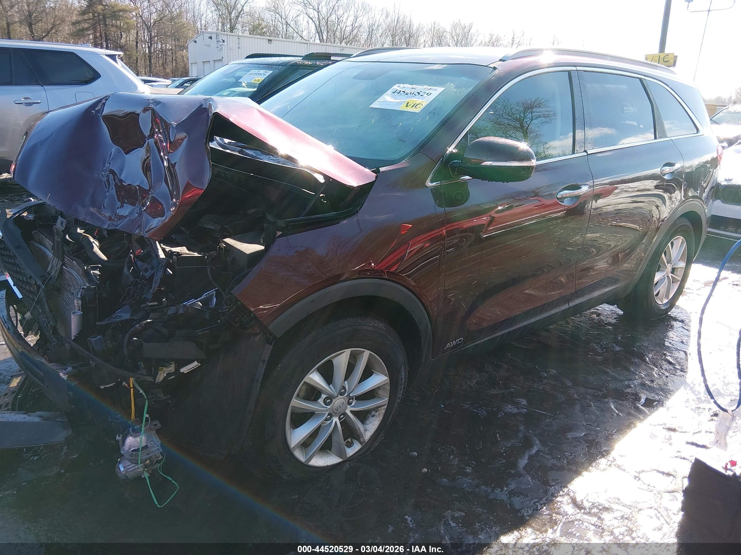 2016 Kia Sorento 2.4l Lx Maroon vin: 5XYPGDA35GG136106